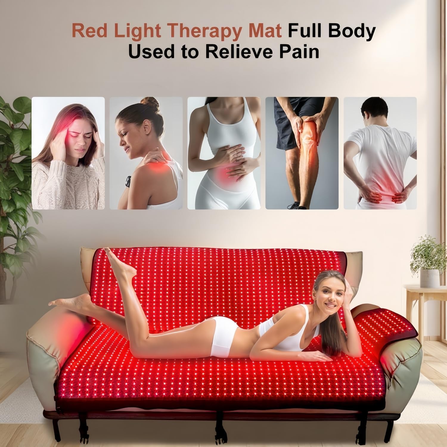 2026 Upgraded Dual Wavelength LED Beads 660nm&850nm Red Light Therapy Blanket Full Body, Used to Face and Body Pain Relief Skin Health Personal Care, 75" x 34'' (Black) - Image 2