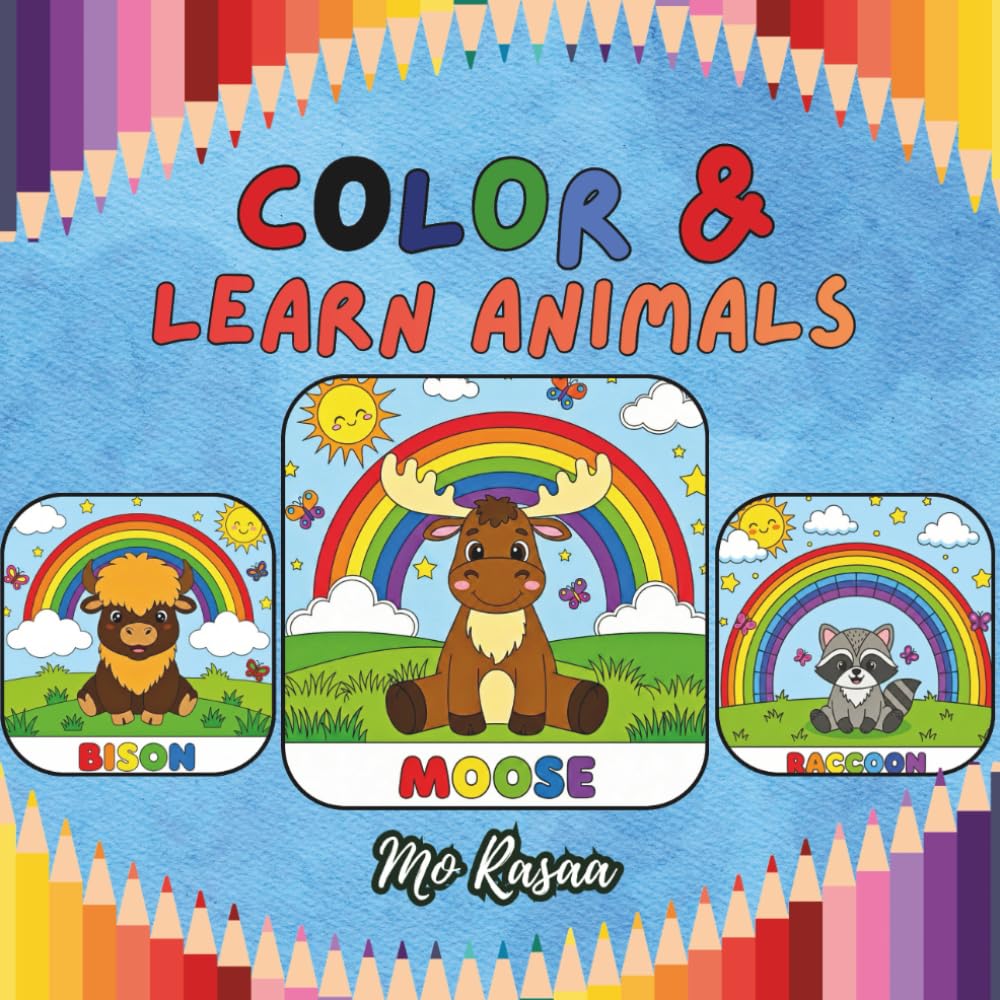 Color & Learn Animals: Easy Coloring Pages for Kids