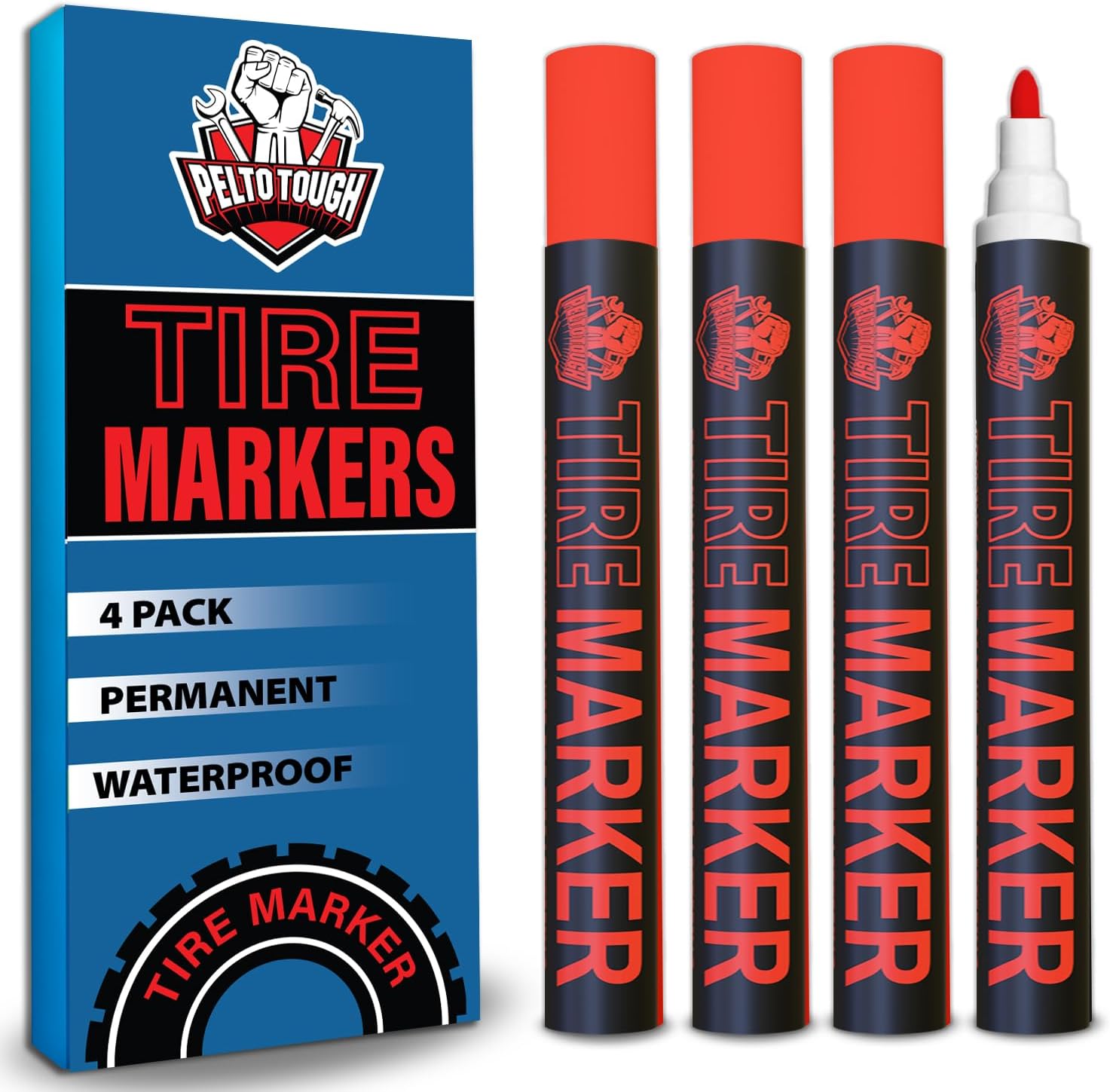 Red tire Paint Marker for Car Tire Lettering 4 Pack Permanent Tire Paint Pens