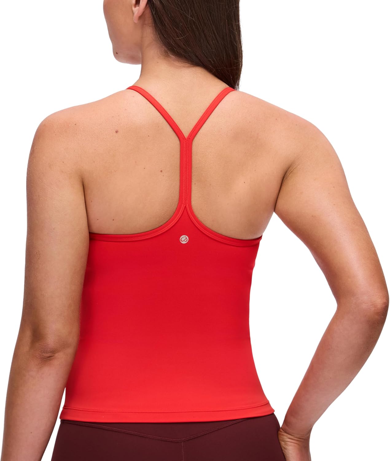 CRZ YOGA Butterluxe Racerback Tank Tops for Women - Scoop Neck Spaghetti Strap Padded Workout Camisole with Built in Bra