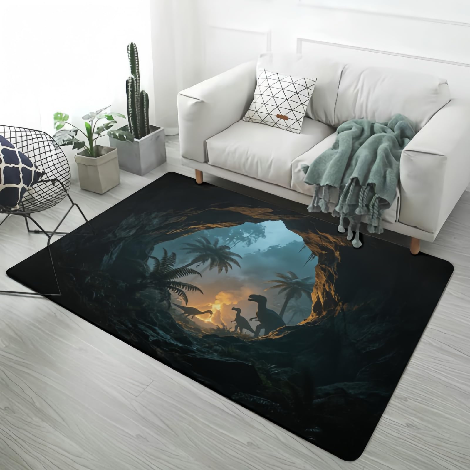 Alfombra 3D de lava y mundo submarino de 160x230 cm antideslizante para habitación juvenil