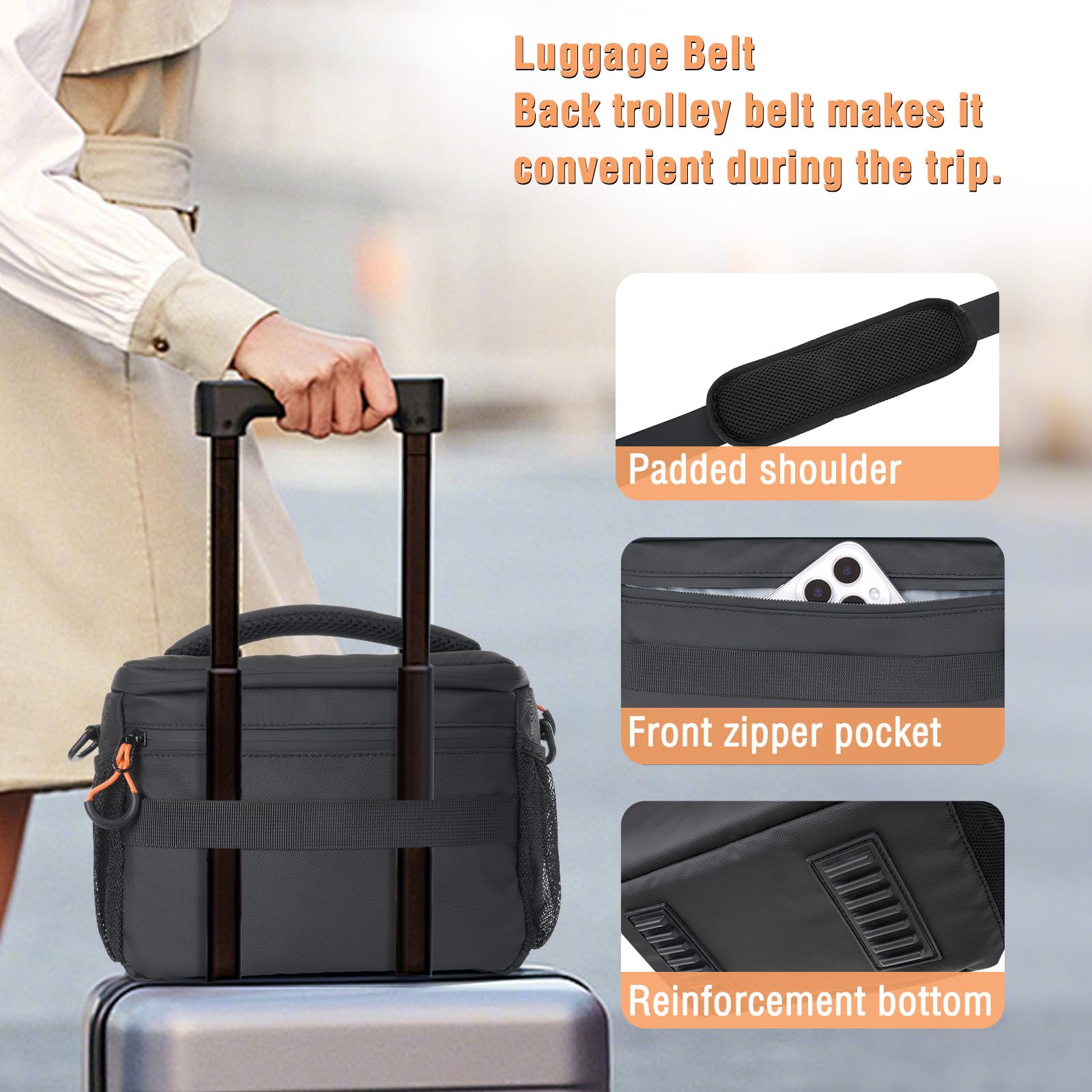 MOSISO Borsa Fotocamera,Piccola Custodia Fotocamera per Fotografi,Borse Imbottita a Tracolla Compatte per DSLR/SLR/Mirrorless Impermeabile con Copertura Antipioggia per Canon/Nikon/Sony,Nero