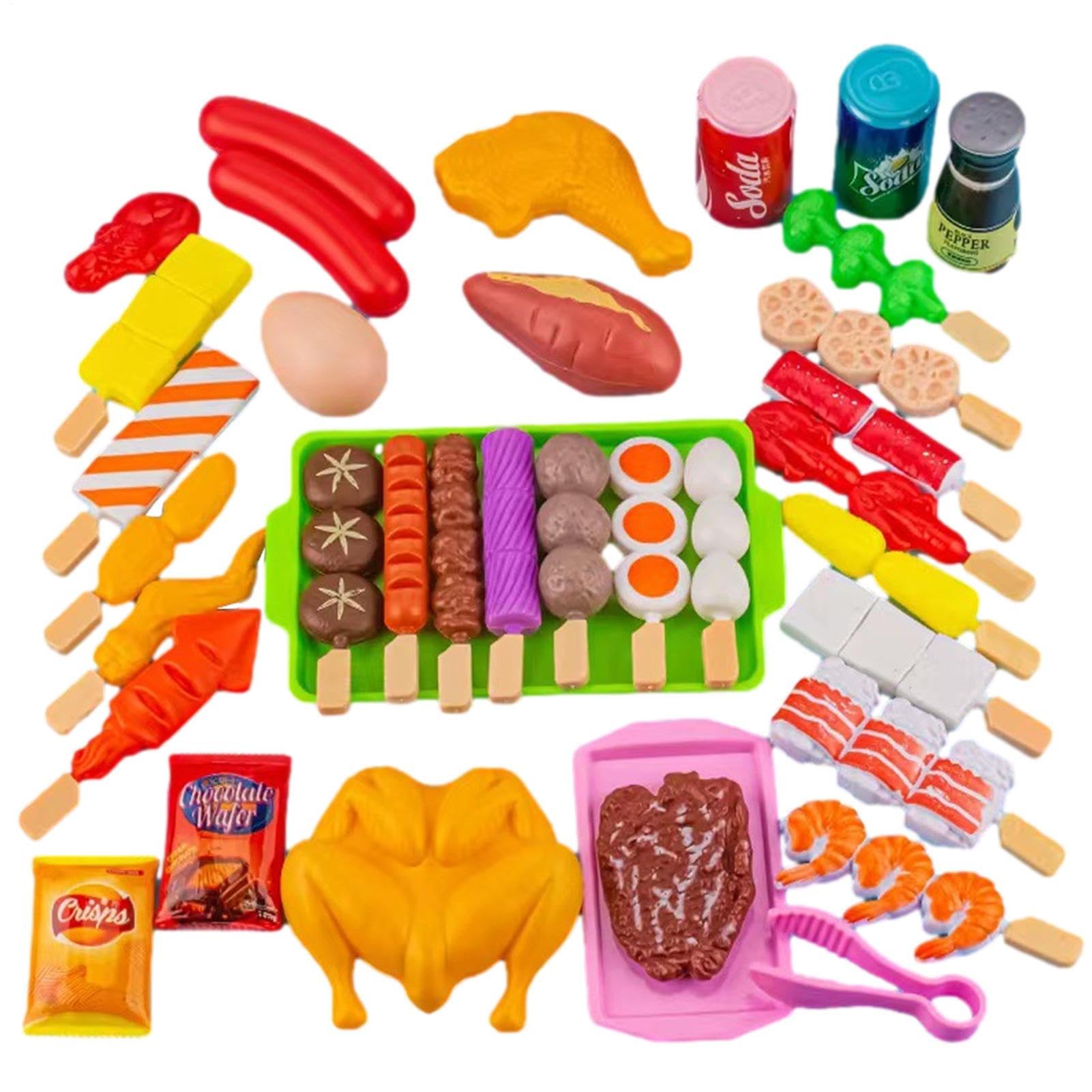 Toy BBQ Food Set for Kids, Garden Kitchen Grill BBQ Role Playset and Accessories, Children Barbecue Kitchen Cooking Playset, Educational Toys Kids Pretend Play Toy for Boys Girls 3 4 5 6 Years Old