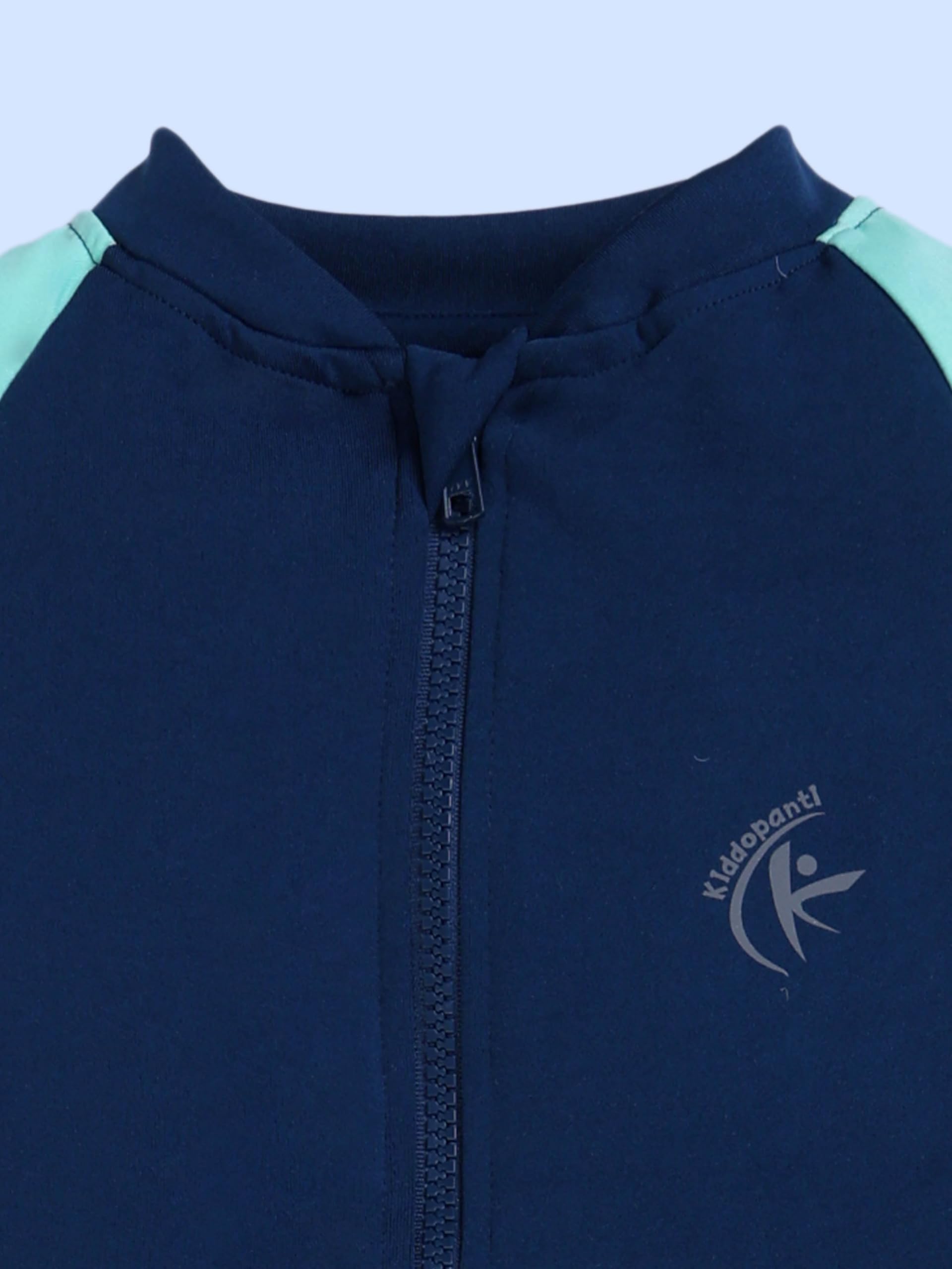 KiddoPanti Boys & Girls Solid Swimming Full Body Suit, Teal Blue & Lt Blue - 12-14Y 4