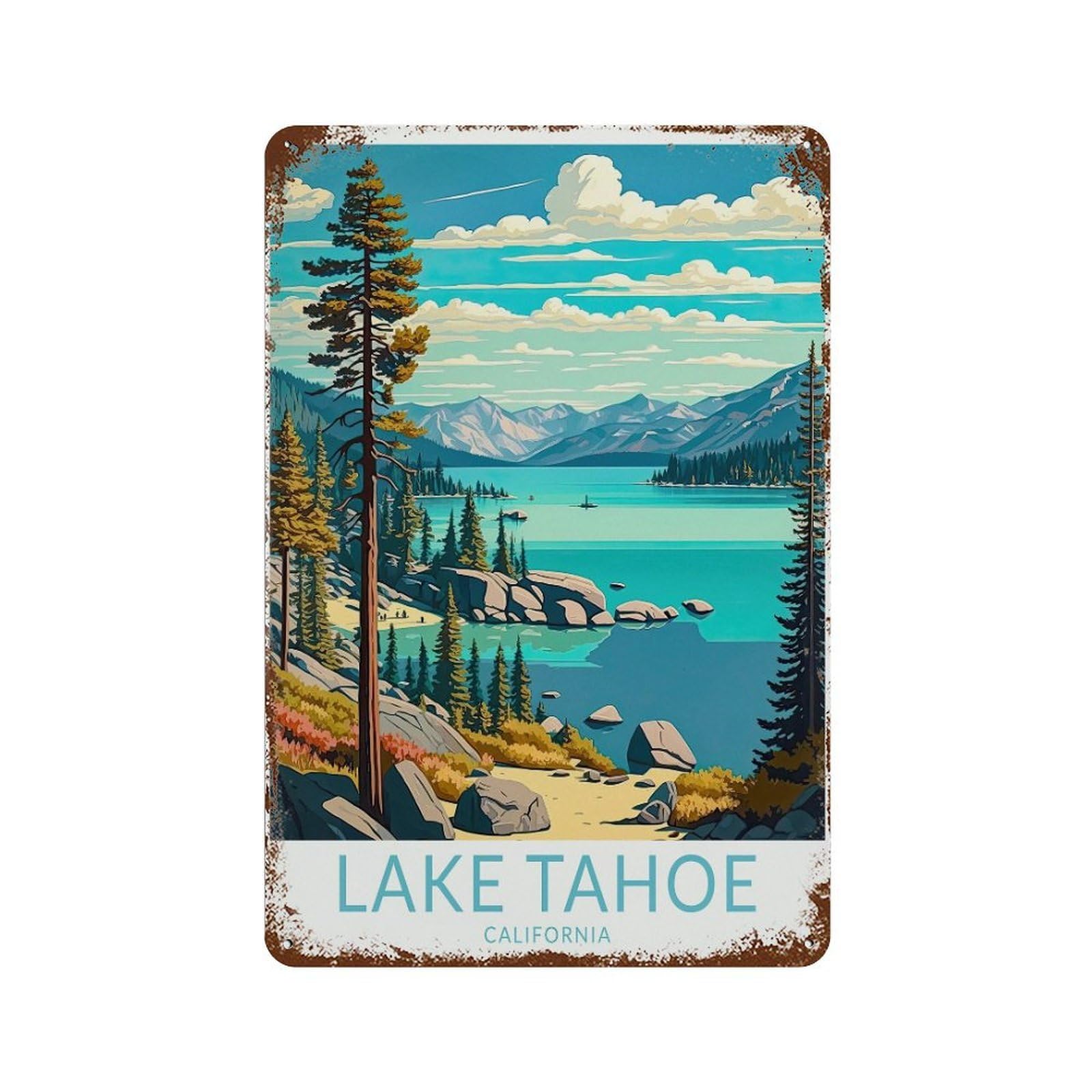 xiaoxiaoshen Lake Tahoe National Park Travel Gift Wall Decor Art Metal Tin Poster Modern Home Decor Art Home Bar Shop Decorations Vintage Sign 30x20cm