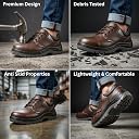 Contablue W202 Safety Shoes for Men | ISI Certified | Genuine Leather Steel Toe | Shock Resistant, Chemical & Oil Resistant, Anti-Skid | ISI Marked Work Shoes for Industrial, Construction, Manufacturing & Logistics | (Brown, UK Footwear Size System, Adult, Men, Numeric, Narrow, 8) gallery image