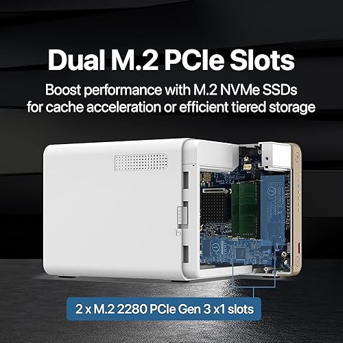 Miniatura 3 de QNAP TS-462-4G-US NAS multimedia de escritorio de 4 bahías con procesador Intel Celeron de doble núcleo con ranuras M.2 PCIe y ampliabilidad PCIe y