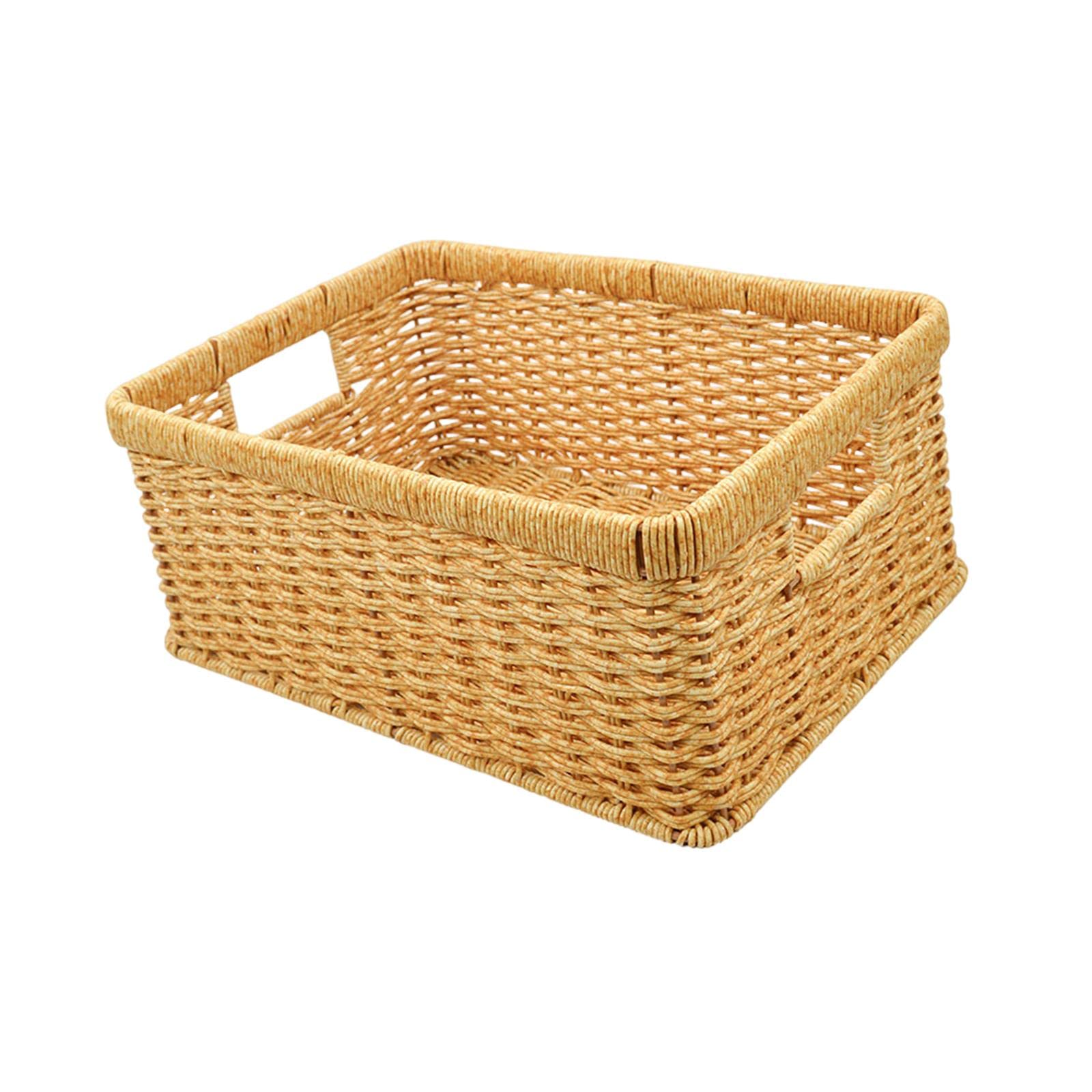Hlhlh Light 34X24x14cm Rattan Basket Multipurpose Woven Storage Bread Sundries For Toy Countertop(Light 34X24x14cm)