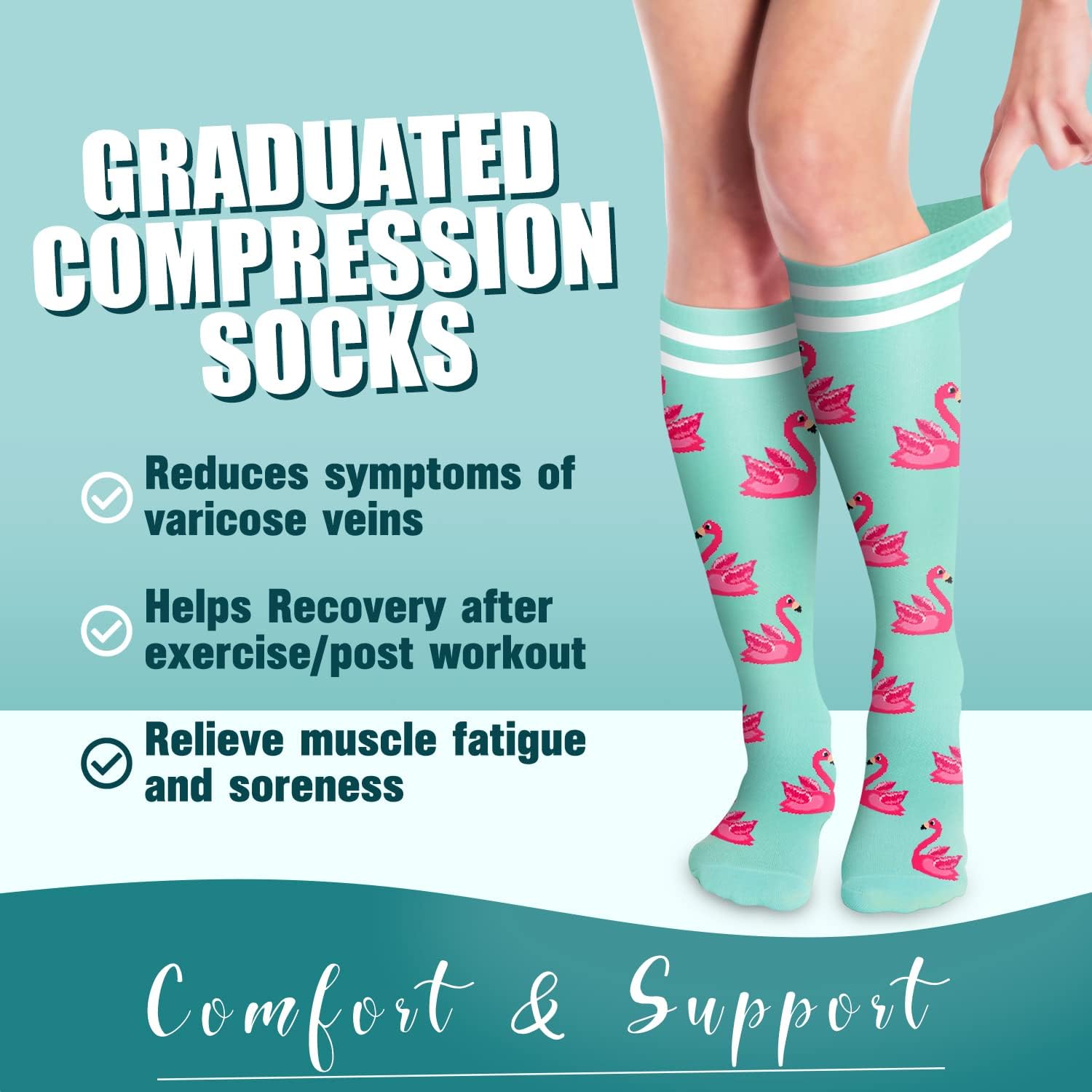 COOLOVER Compression Socks for Women and Men - Best for Circulation, Running, Athletic, Recover, Nurse, Travel - Image 2