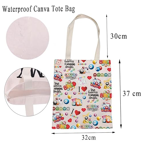 Miniatura 9 de MBMSO Divertida bolsa de mano de bingo para amantes del bingo, bolsa de hombro para jugadores de bingo, regalo de juegos de bingo, bolsa de compras,