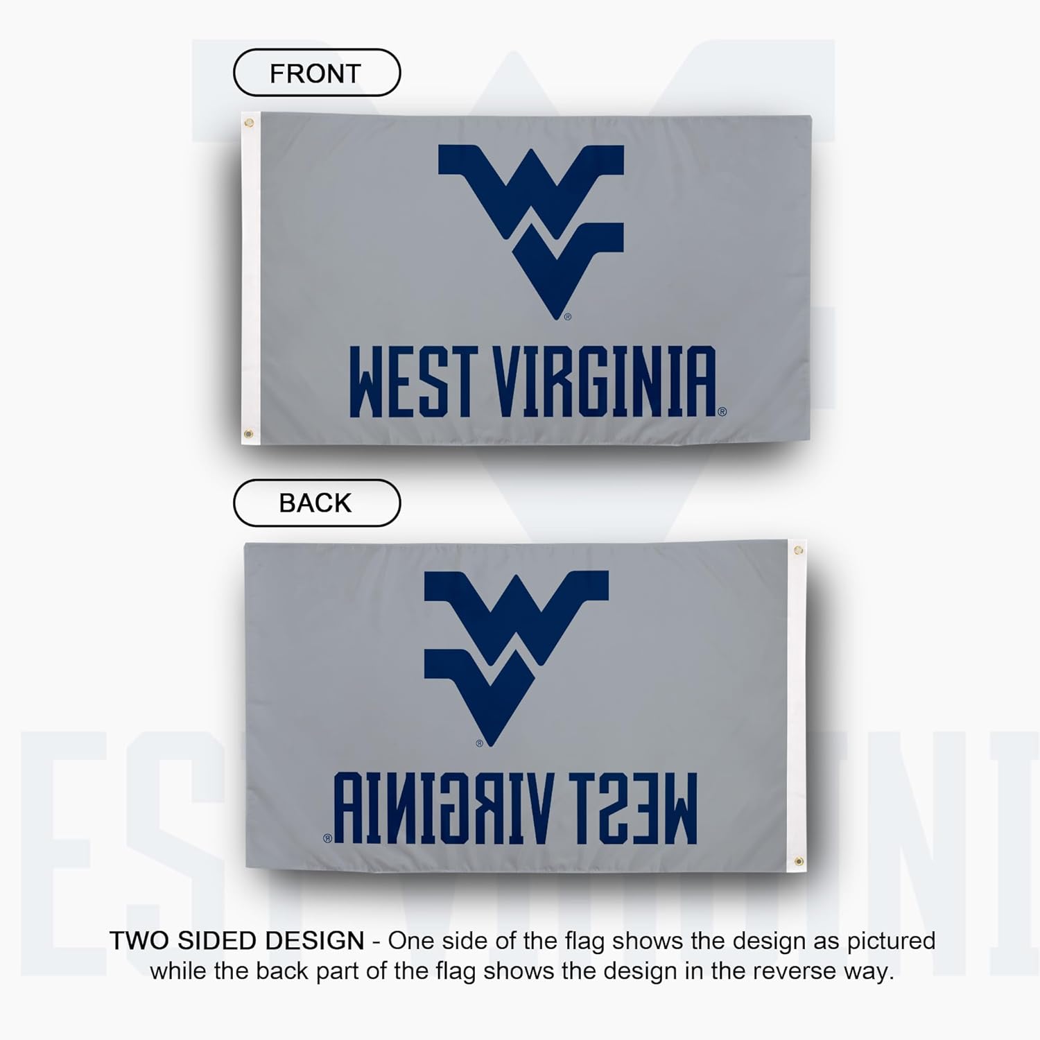 Desert Cactus West Virginia University Flag - 3 x 5 Feet WVU Mountaineers Banner, Indoor/Outdoor Durable Fabric Display (Style C1) - Image 2