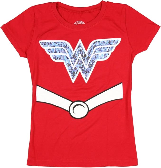 Wonder Woman Youth Girls Costume Tee Shirt, Red, M