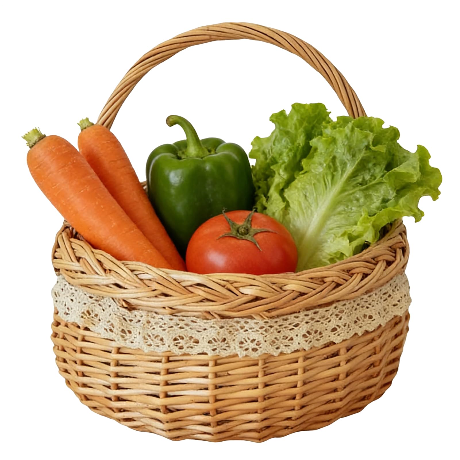 Panier de pique-nique en osier naturel tissé pour la maison – Petit panier de pique-nique, pour Pâques, extérieur, plage, cueillette de fruits, légumes, œufs, fleurs, cuisine, salon