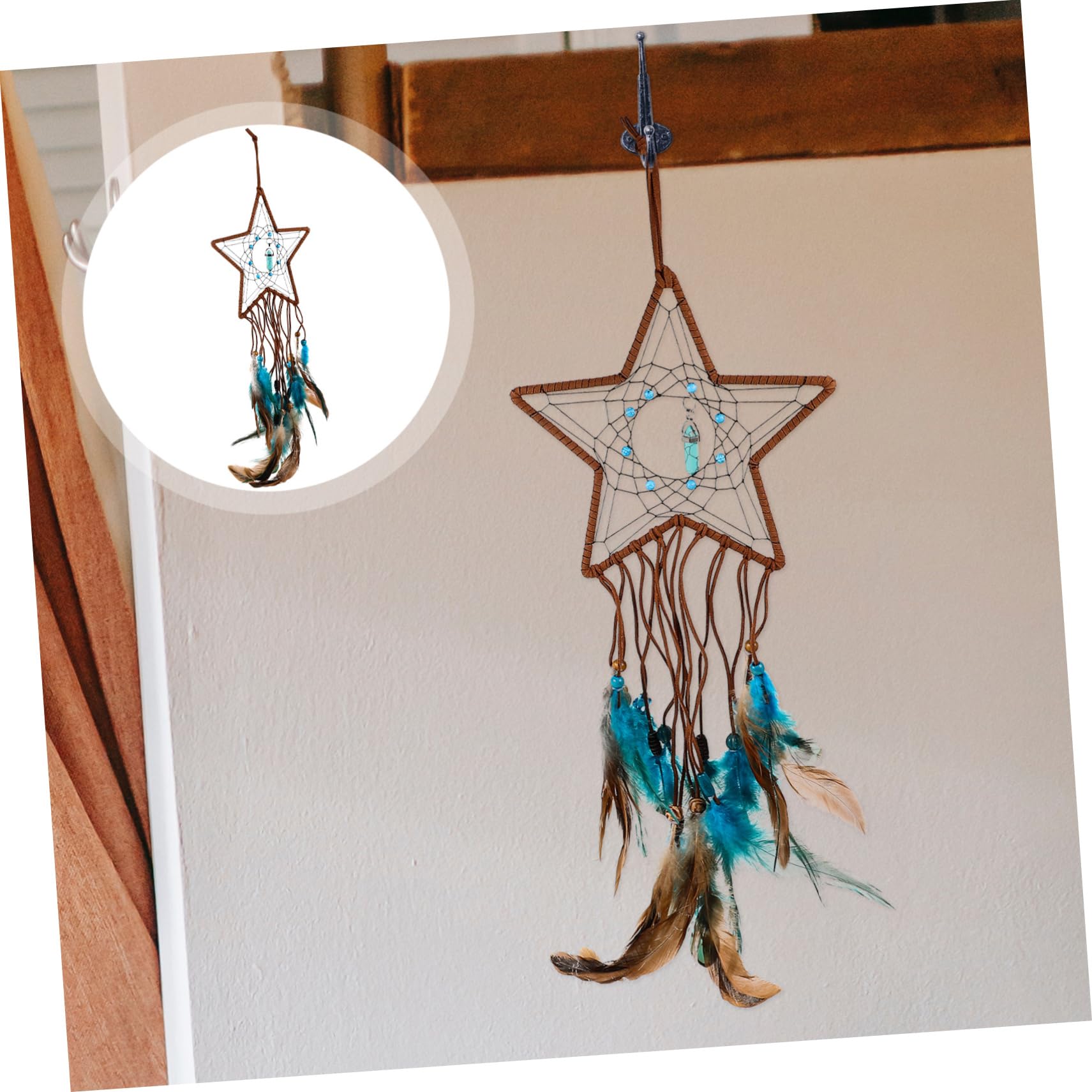 Levemolo Catcher Wall Hanging Decor Bohemian Dream Catcher Pendant with Plumage for Bedroom and Wedding Ornament Wall Window Decor for Romantic Atmosphere