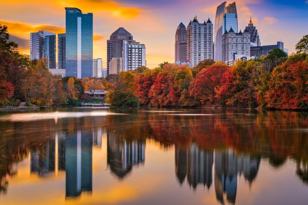 Laminated Atlanta Georgia Autumn Cool Wall Art Poster Dry Erase Wall Art 36x24