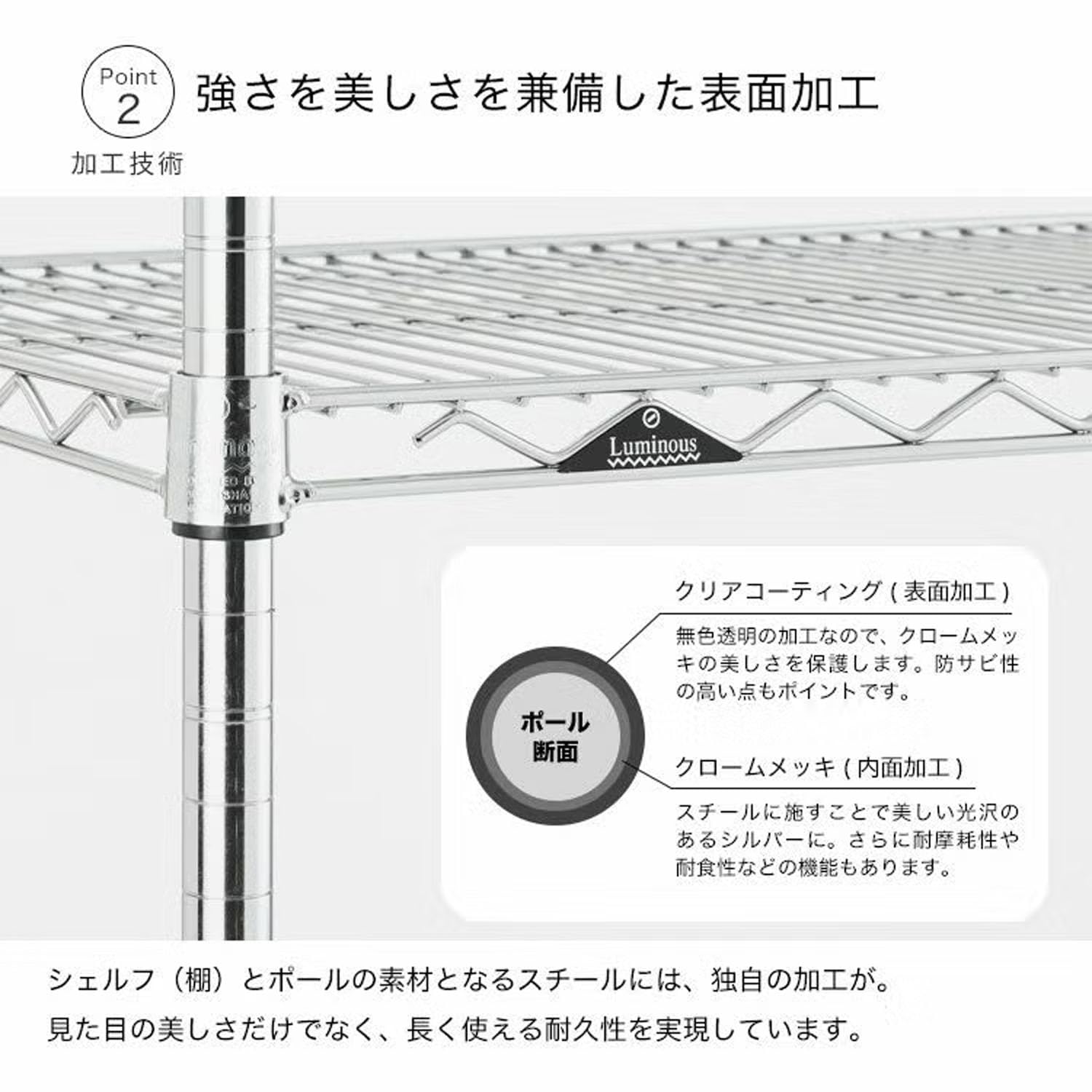 3枚　ルミナス　ドウシシャ　幅61×奥行46cm ポール径25mm用　木目調 ドウシシャ Luminous 幅60 3段 ラック