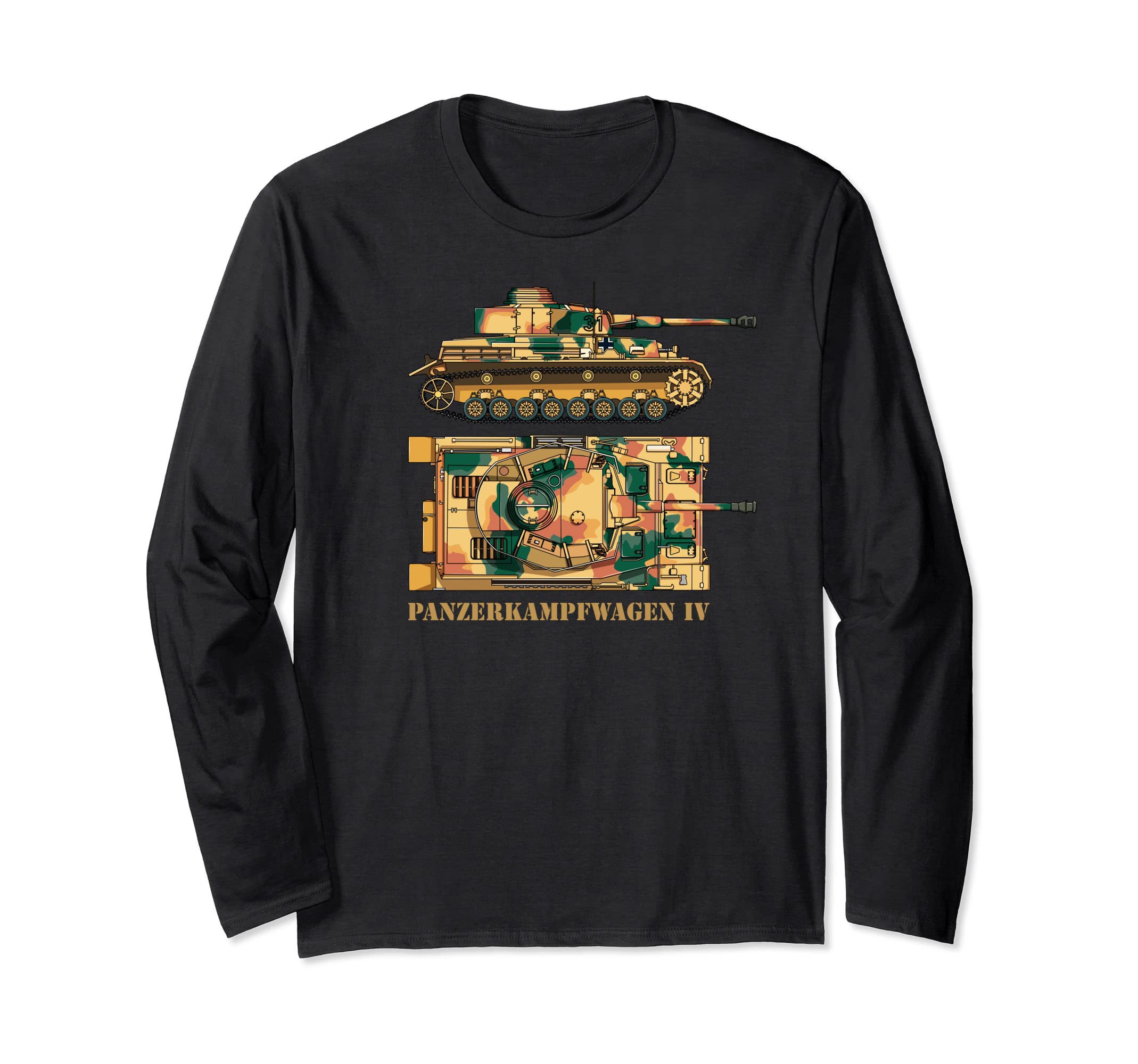 Panzer IV German WW2 Tank Panzerkampfwagen 4 Tanks Diagram Long Sleeve T-Shirt