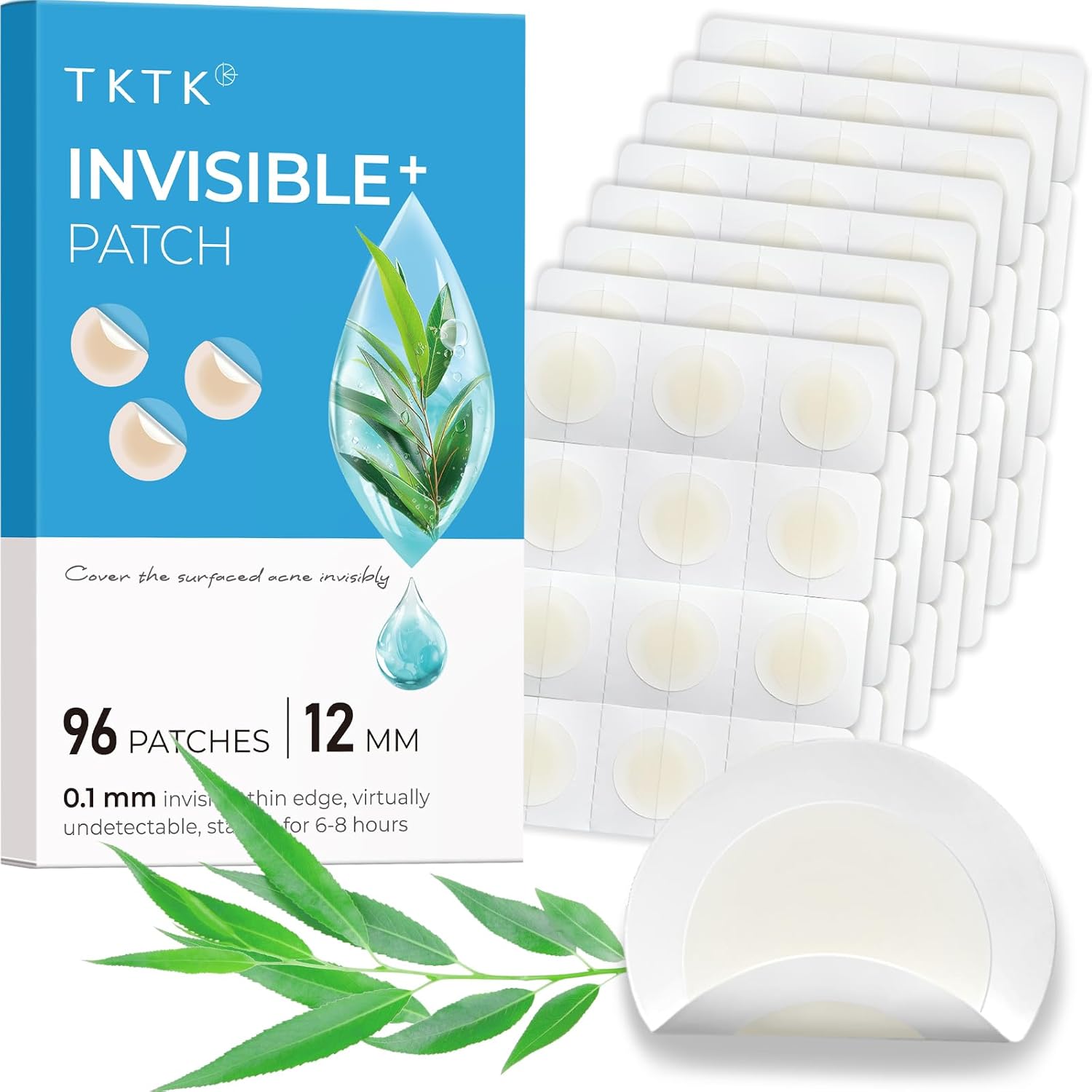 TKTK Pimple Patches, 12mm Invisible Acne Patches for Face with Salicylic Acid, 0.01cm Extra Thin Outer Edge, Hydrocolloid Zit Patch for Pustule, Whitehead, Cystic Acne Spot, 96 Count TKTK Pimple Patches, 12mm Invisible Acne Patches for Face with Salicylic Acid, 0.01cm Extra Thin Outer Edge, Hydrocolloid Zit Patch for Pustule, Whitehead, Cystic Acne Spot, 96 Count