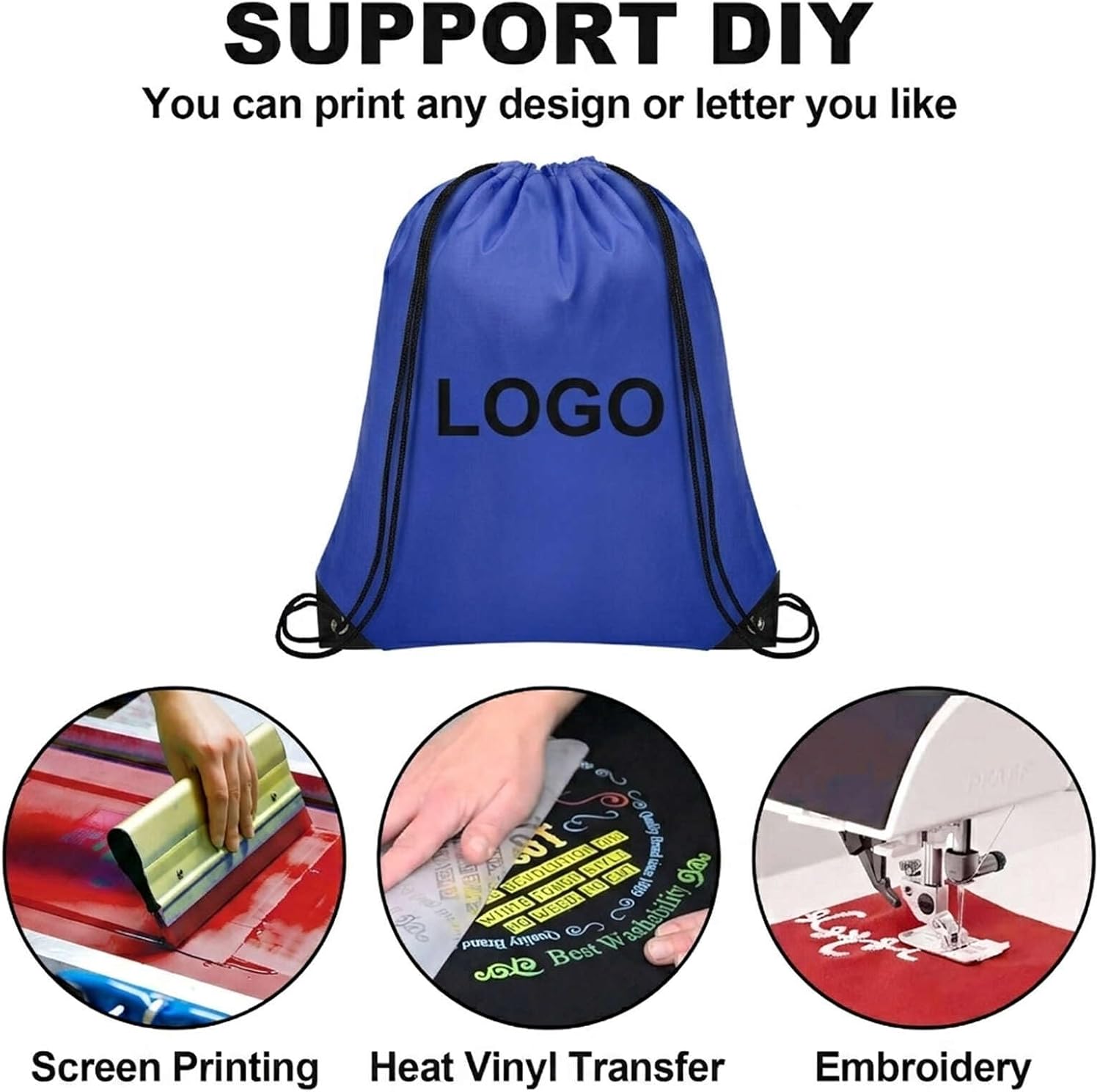 Grneric 8 PCS Drawstring Bags Bulk Cinch Sack for Gym Sports, Blue image 5