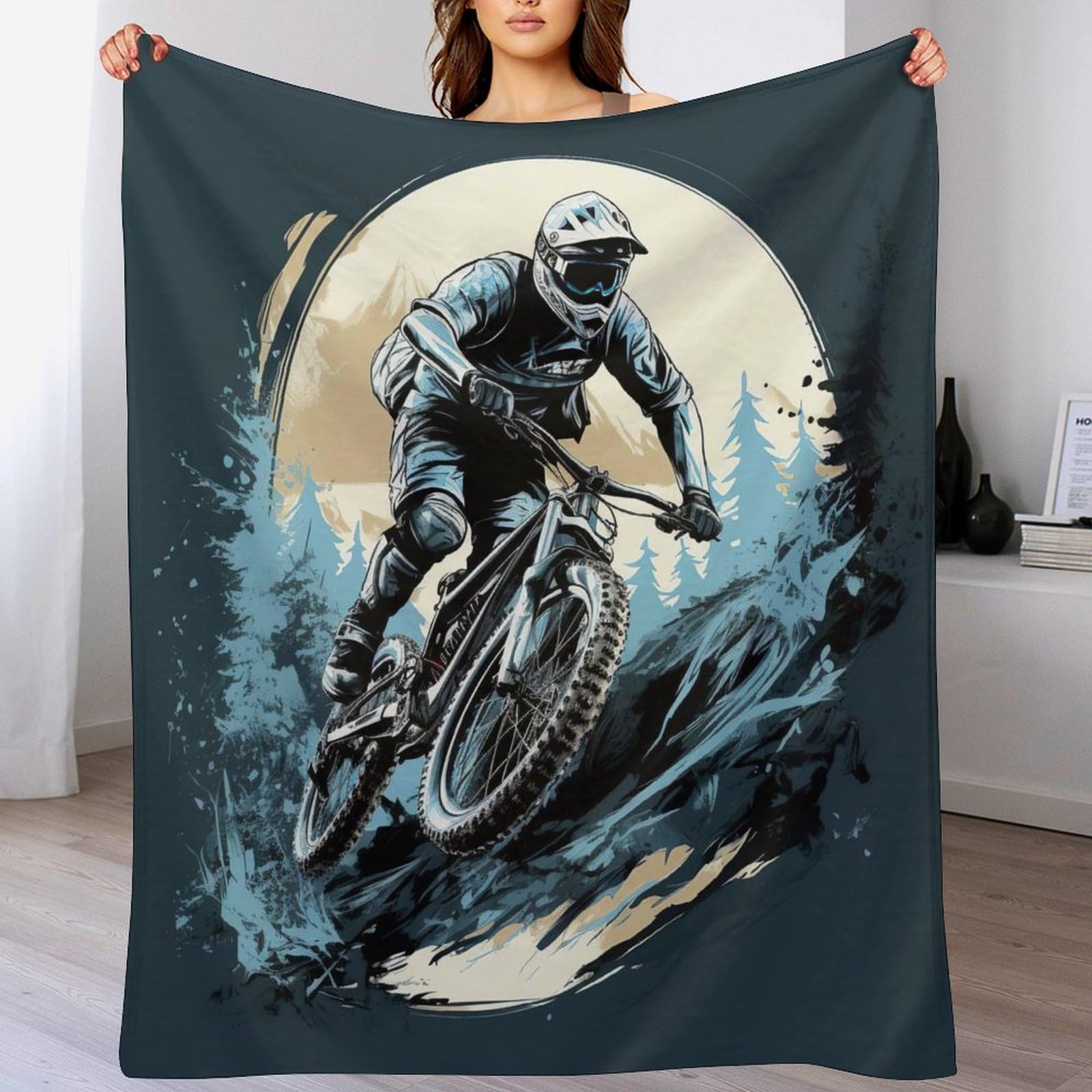 Couverture Polaire Vélo de Montagne Plaid Moelleux Finition Premium Pour Lit