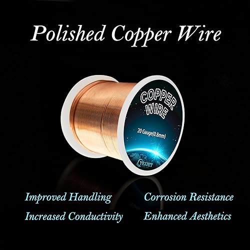 Miniatura 2 de YEJJET Alambre de cobre sólido 99.9% calibre 20 carrete de 1 libra de alambre de cobre suave para la fabricación de joyas de alambre