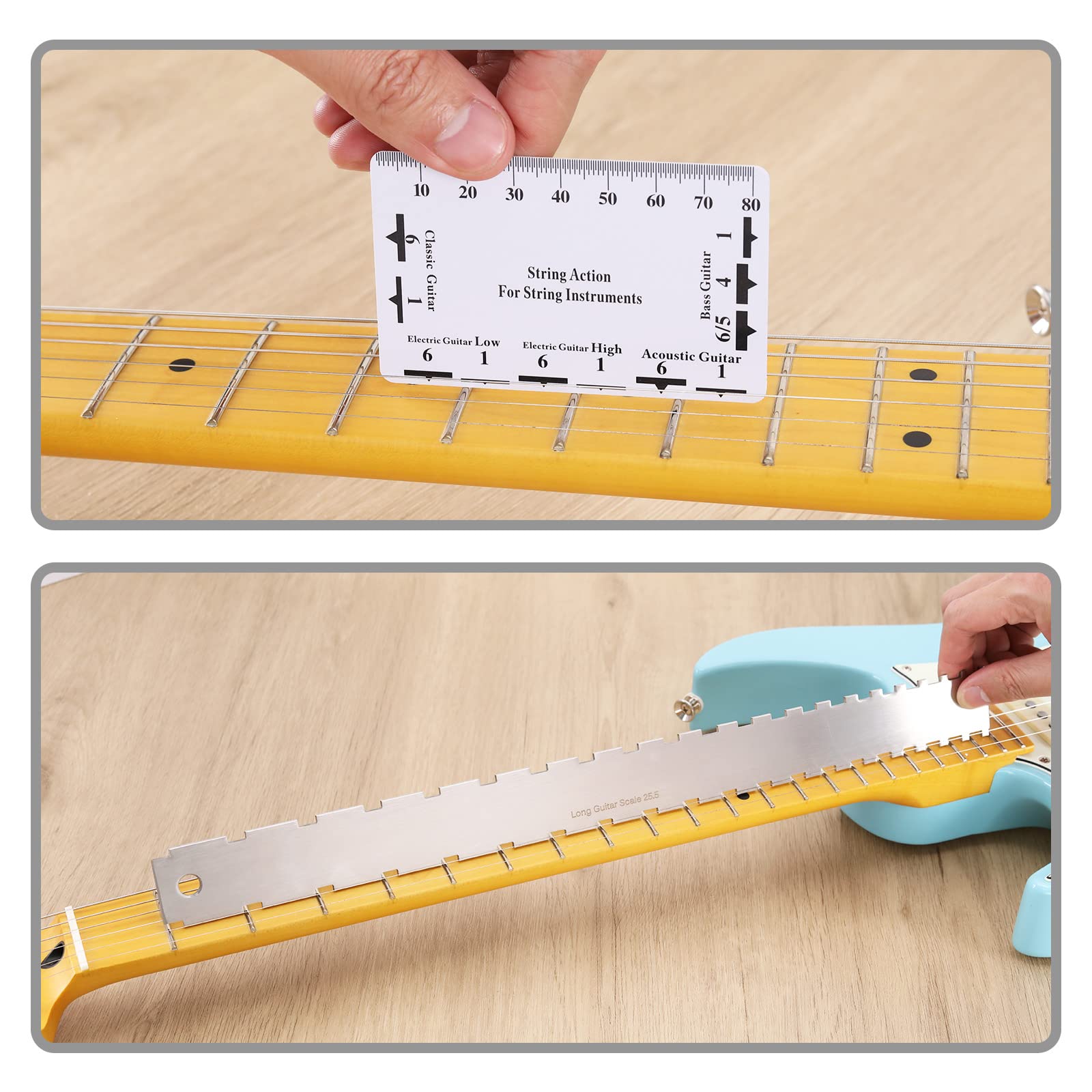 Lot de 3 règles de manche pour guitare électrique, acoustique, basse