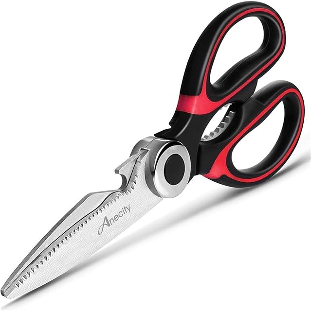 Heavy Duty Kitchen Scissors, Sharp Kitchen Scissors Multipurpose Utility Stainless Steel Scissor, Kitchen Shears for Chicken, Poultry, Fish, Meat, Vegetables, Herbs, BBQ, Bones, Flowers, Nuts