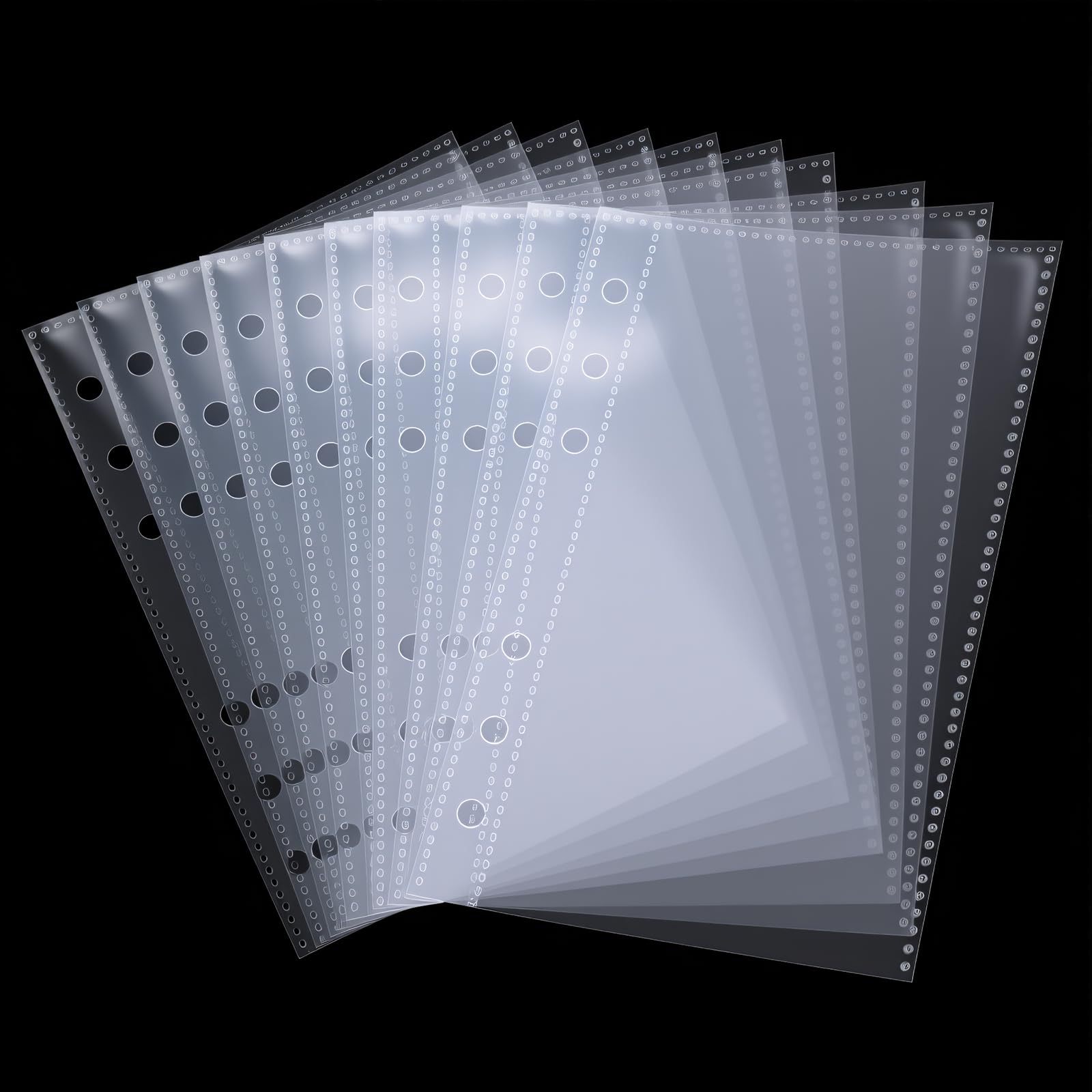 20Pcs A6 Binder Pockets, Clear PVC A6 Binder Pouch, Zipless 6-Hole Transparent Document Pouches for 6-Ring Binders, Cash Envelopes, Photos & Budget Organizer