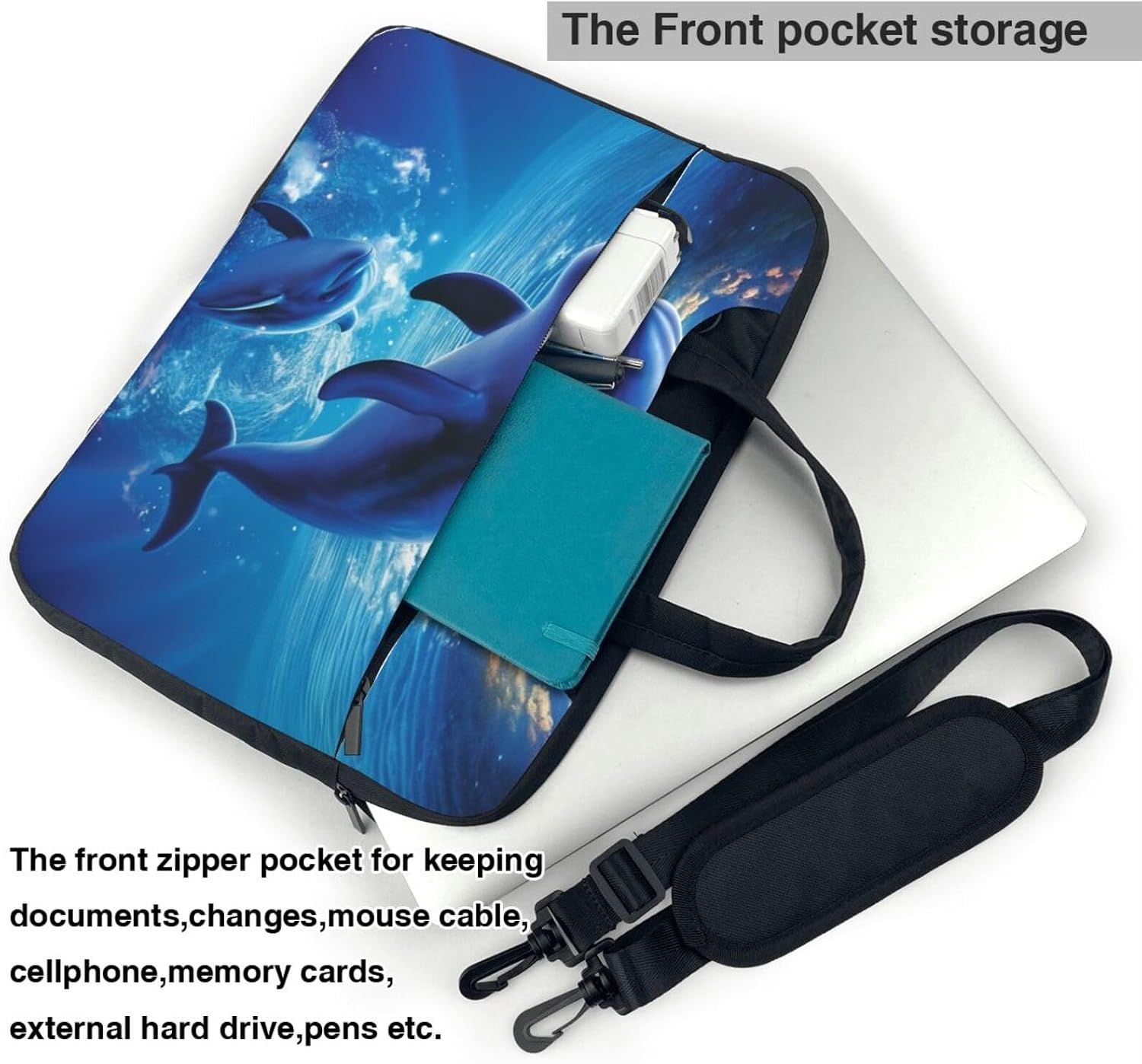 Cute Dolphins Laptop Bag for Women Computer Bag Shoulder Laptop Sleeve Business Work Briefcase