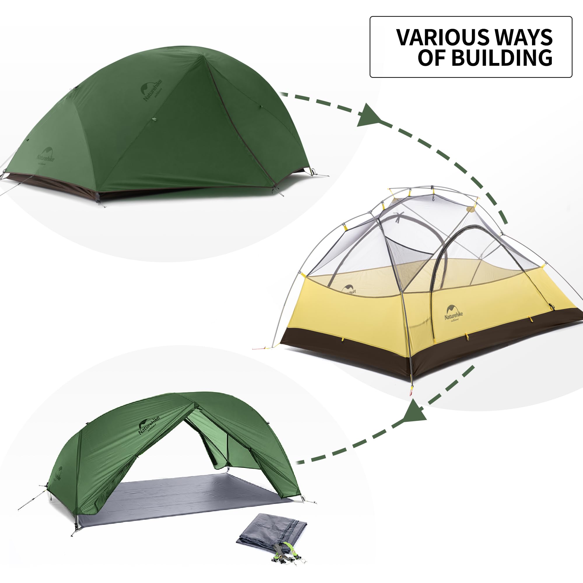 Naturehike Star-River Tenda Ultraleggera 2 Persone 4 Stagioni Tessuto in Silicone 20D Doppi Strati Tenda