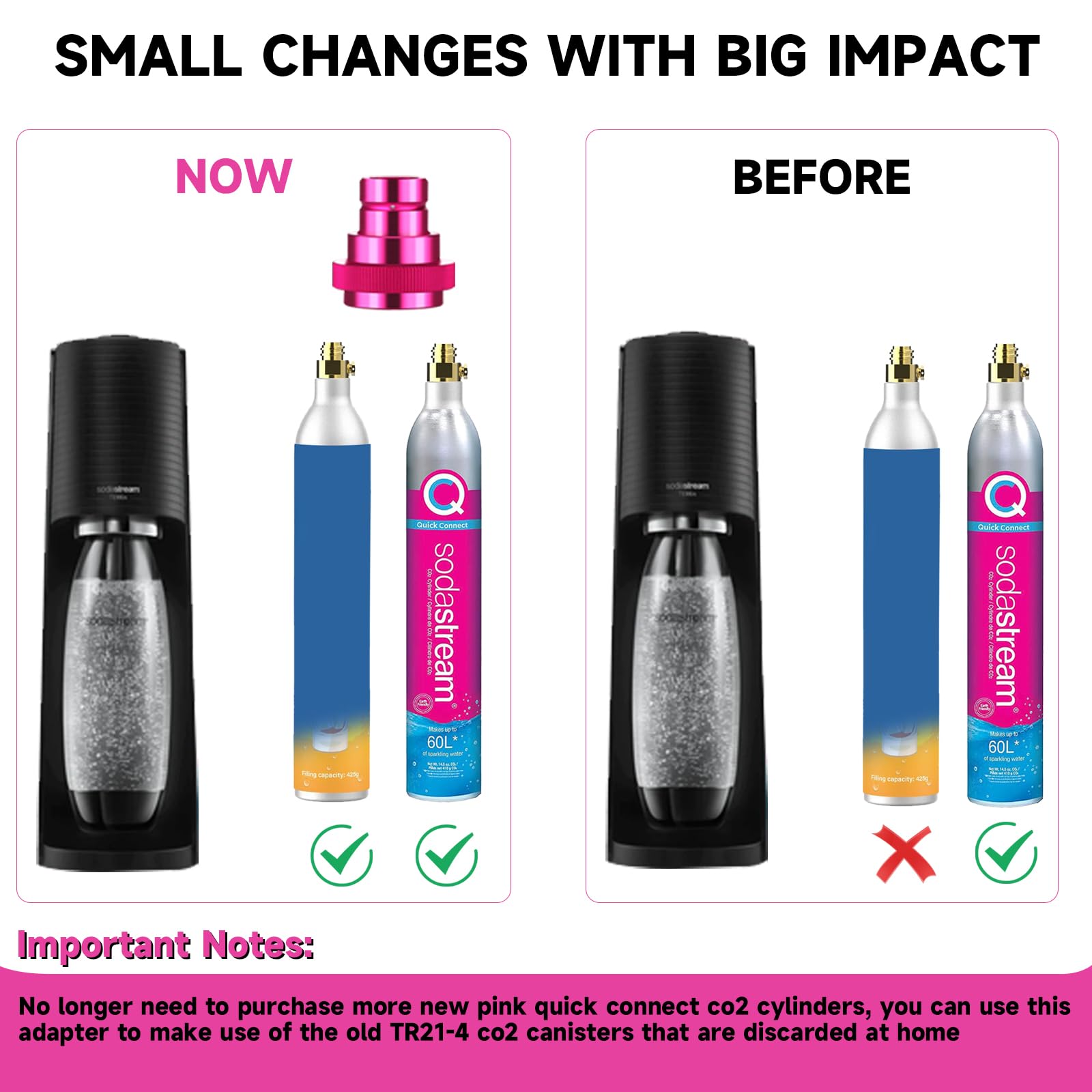 GURUDAR Quick Connect CO2 Cylinder Adapter Fitting for Sparkling Water Maker, CO2 Refill Canister Connector for TR21-4 Male Valve Compatible with DUO ART TERRA GAIA Soda Maker