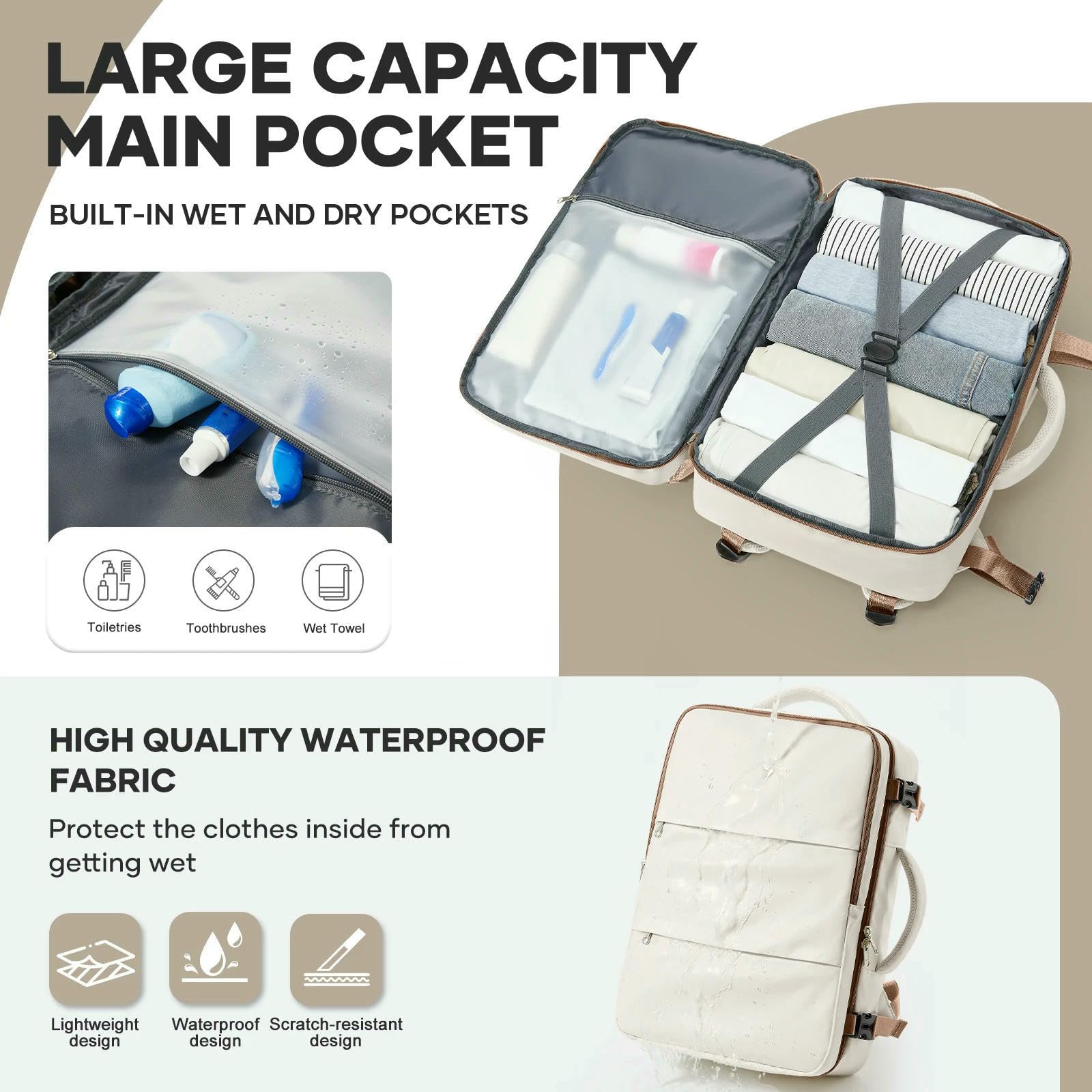 Reisetasche Notebook-Rucksack Für Reisen, 40 X 20 25 cm, Ryanair, Laptoptasche, Herren Und Damen, Business, wasserdichte Kabinentasche, Handgepäck-Rucksack, Schultasche-schwarz