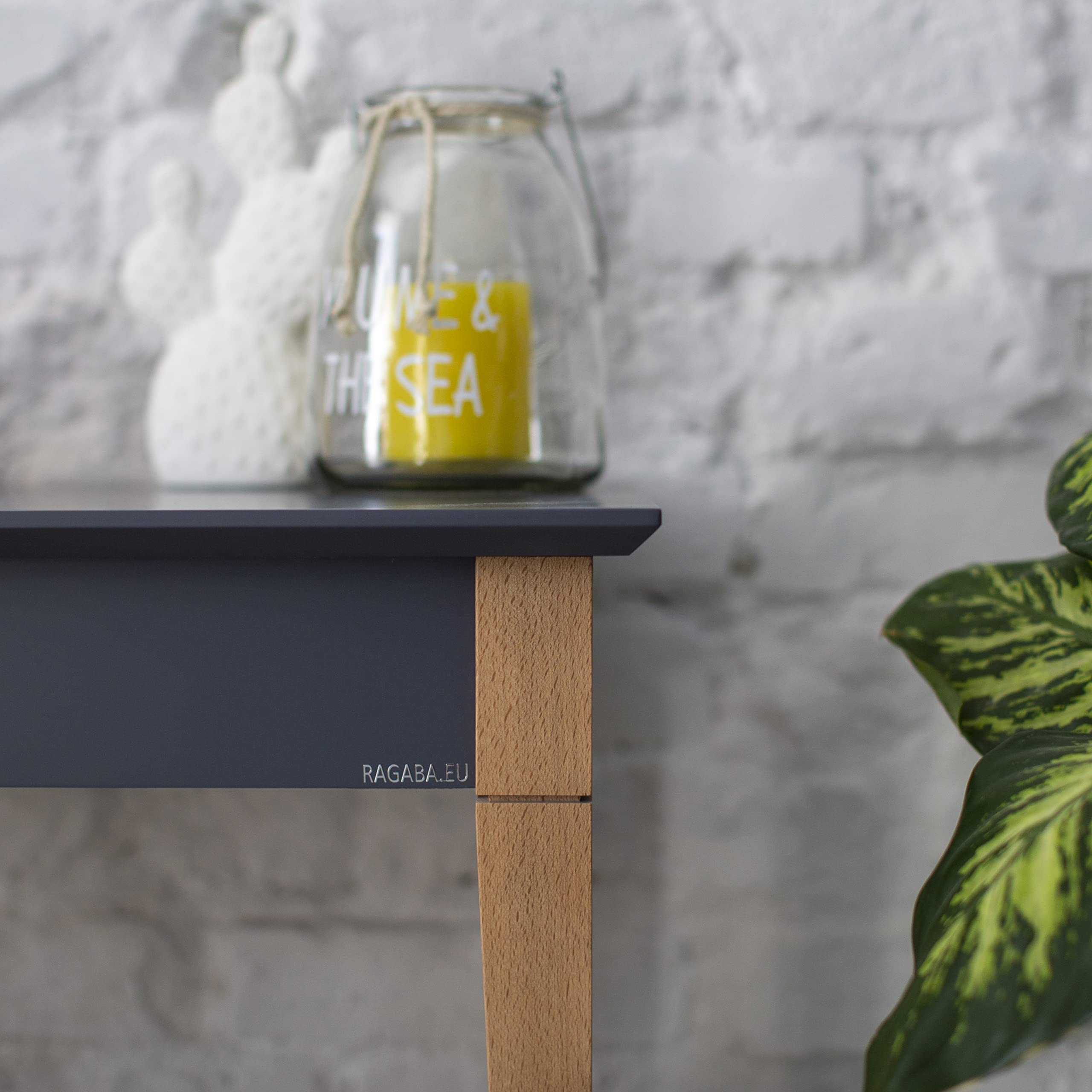 RAGABA MIMO Toeletta Trucco con Spechio, Larghezza 85cm, Legno Massello Certificato FSC | Blu Petrolio