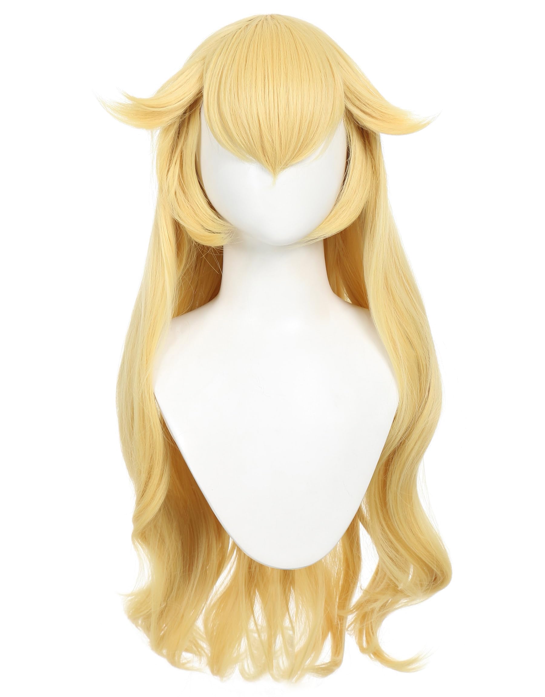 Mobbunny Princess Cosplay Wig for Adults Anime Golden Long Curly Wig Blonde Wavy Wig