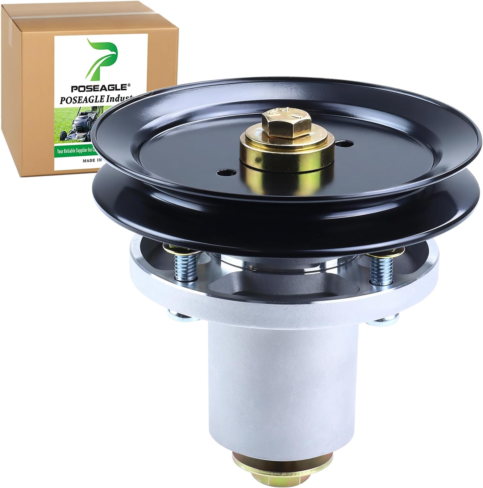 POSEAGLE 607418 Spindle Assembly Kit for Hustler Raptor SD 42" 60" Tractors | Replace Hustler 601804 Spindle Assembly, 604704 Pulley for Hustler Raptor SD 60 Deck Spindles, Hustler Fastrak 60" 42" 932541