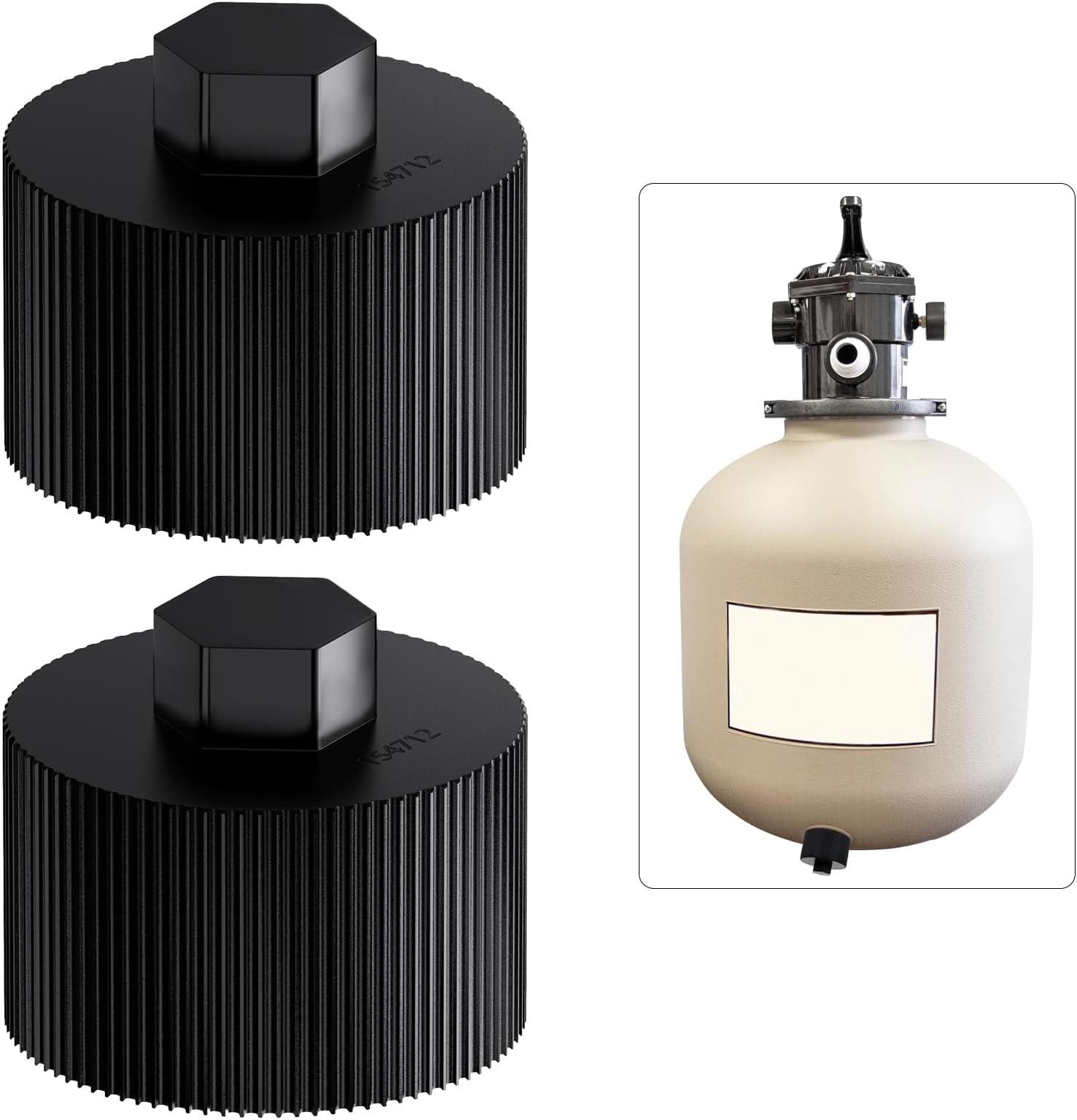 2 Pack Pentair 154712 Sand Dollar Filter Drain Cap with Rubber Gasket – Fits SD35, SD40, SD60, SD70, SD80, Meteor & Cristal-Flo II Sand Filters – Replacement Plug for Pool & Spa Filter Systems
