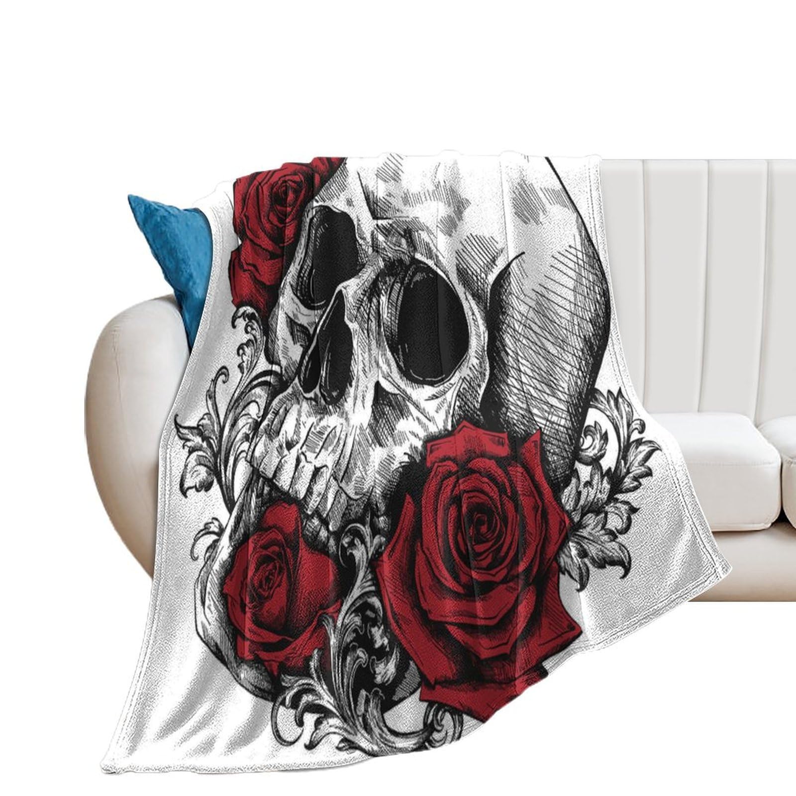 Couverture en flanelle douce lit canapé bureau plaid tête de mort