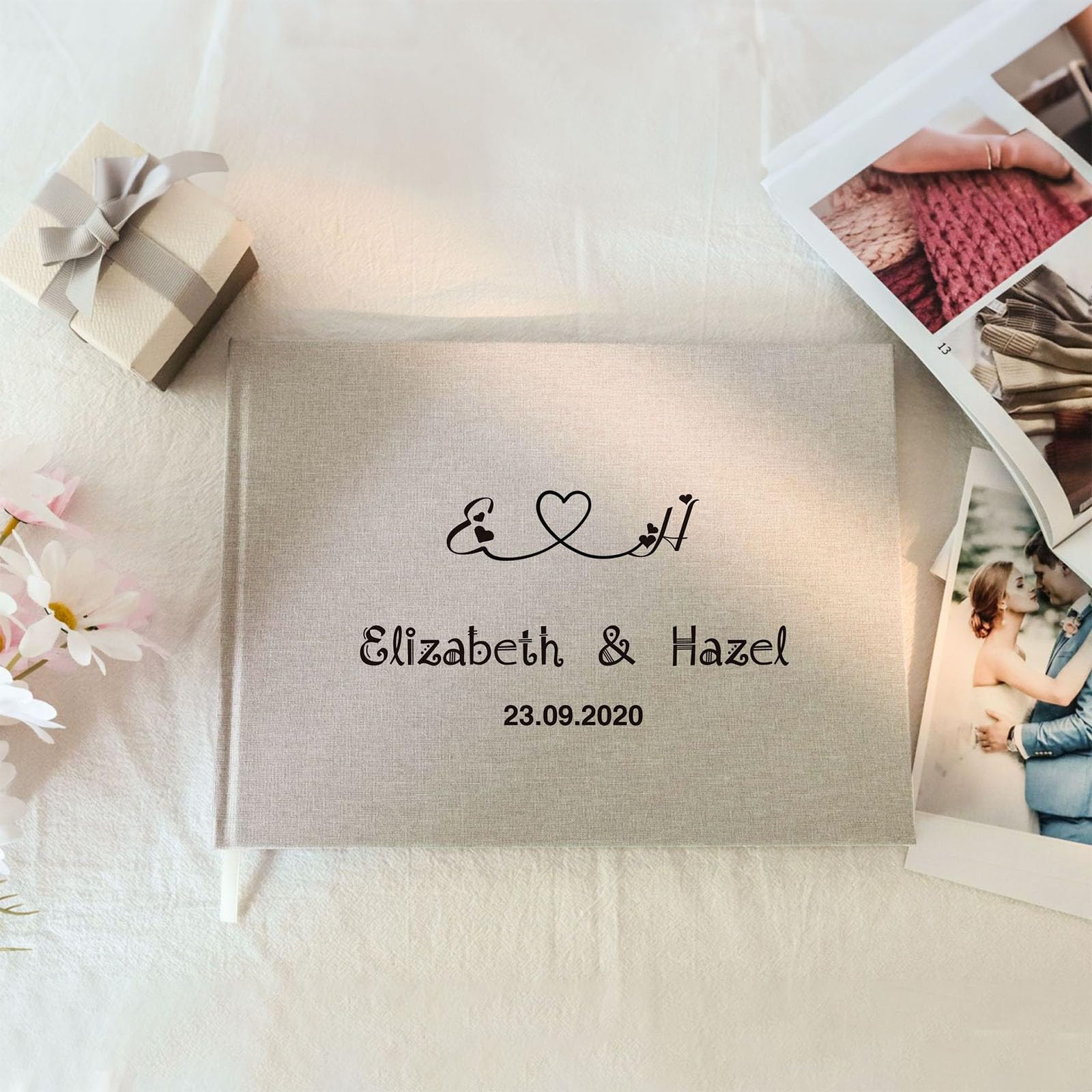 Libro degli ospiti personalizzato per matrimoni, con copertina rigida per ricevimenti di nozze, feste di compleanno o eventi, elegante libro degli ospiti con pagine bianche per firma, extra large 29,2