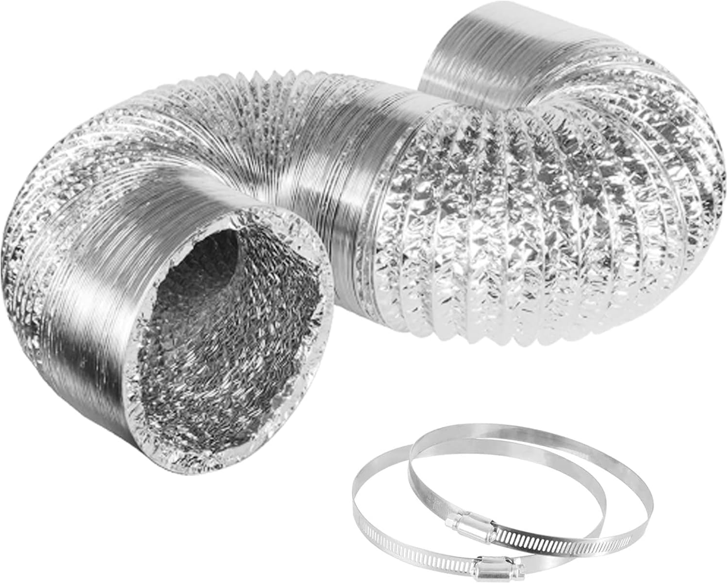 Zegos Air Duct 6Inch X 8ft with 2 Clamps Flexible Aluminum Vent Hose