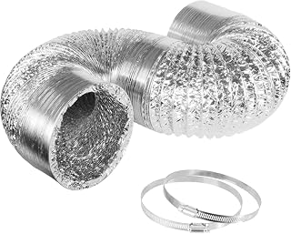 Zegos Air Duct 4inch X 8ft with 2 Clamps Flexible Aluminum Vent Hose for Dryer Ventilation, Duct Fan Intake Exhaust Pipe, Grow Tent (4inch Port X 8FT in Full Extended Length)