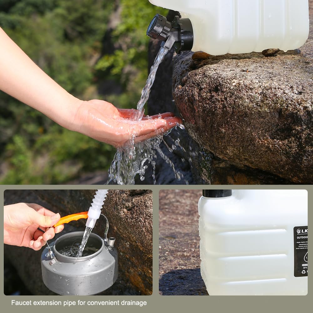 Starnearby Bidon d'eau avec Robinet 12L, Réservoir d'eau Potable, Jerrican Eau Camping, Conteneur d'eau sans BPA pour Camping, Randonnée, Barbecue, Pêche, Véhicule (11L Blanc)