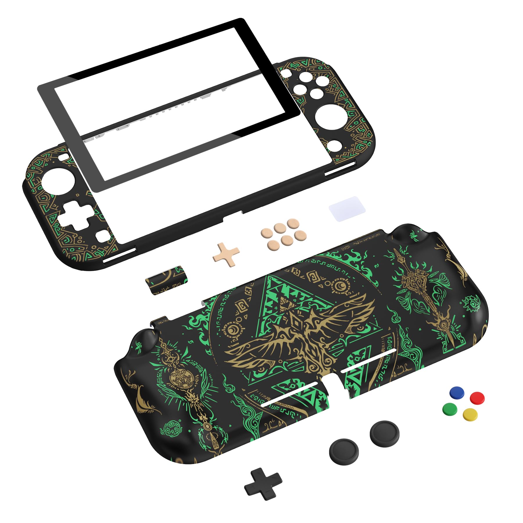 PlayVital Cover per Nintendo Switch Lite,Custodia Grip Ergonomica Copertura Protettiva Rigida Pellicola Copri Analogici per Nintendo Switch Lite Console-ZealProtect-Totem del Regno