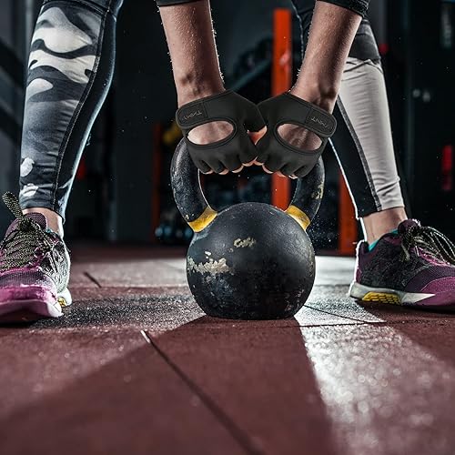 Miniatura 10 de Guantes de levantamiento de peso mínimo, guantes cortos de micro entrenamiento, almohadillas de agarre con protección completa de la palma y agarre