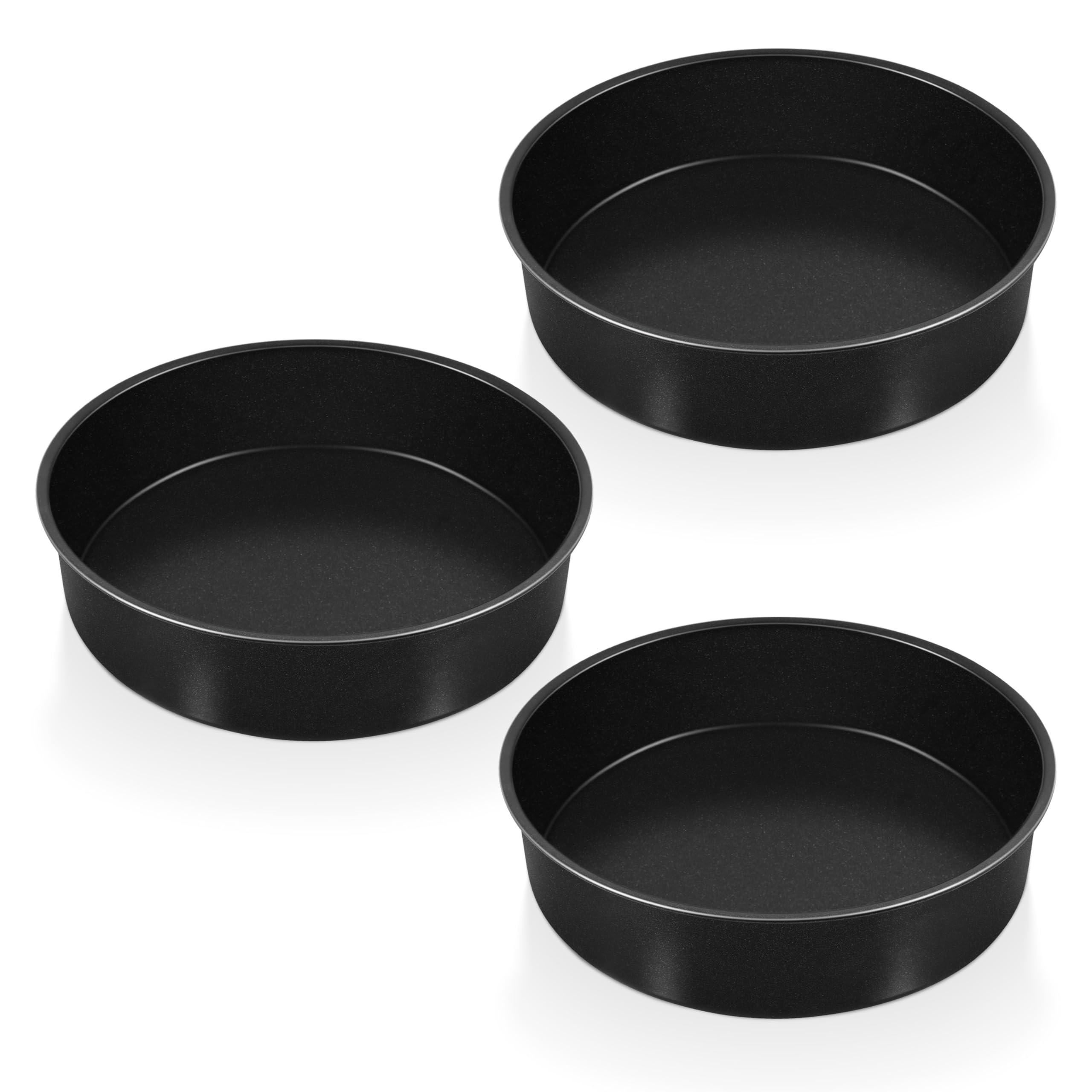 P&P CHEF 8 Inch Cake Pan Set of 3, Non-Stick Round Cake Pans Tins for Tier Smash Cakes, Baking Pans Set & Essential Bakeware, Stainless Steel Core & Leak-Proof