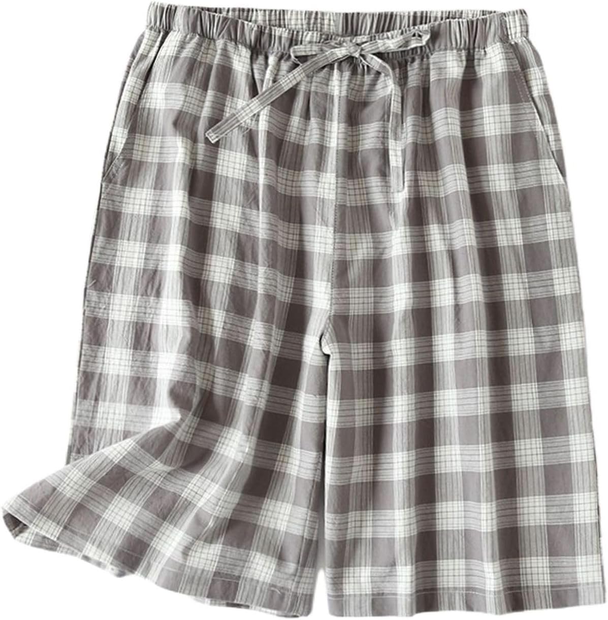 Men's Cotton Pajamas Shorts Plaid Printed Soft Pjs Short Cool Thin Comfy Casual Drawstring