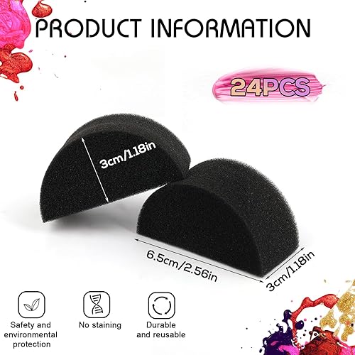 Miniatura 2 de 24 esponjas de media luna para pintura facial, esponjas de alta densidad para pintura facial, esponjas de pintor facial, suministros de pintura