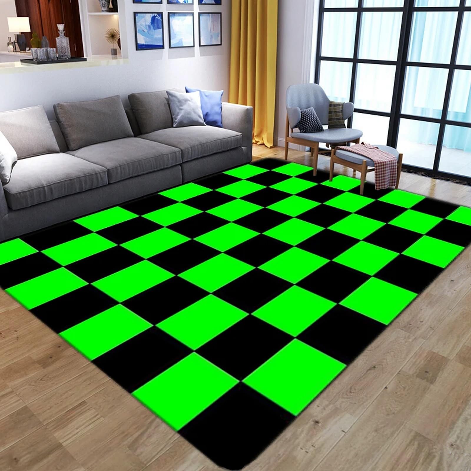 Tapis antidérapant chambre et salon pour éviter les glissades avec style géométrique