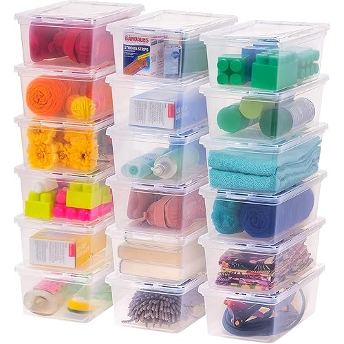 IRIS USA 6.7 Quarts Plastic Storage Container Bin with Latching Lid, 6 Pack, Nestable Box Tote Closet Game Organization Teacher Tools Art Supplies Shoe Shoebox Stackable