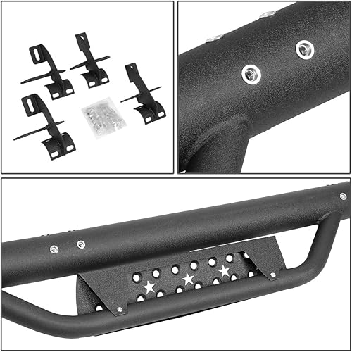 Miniatura 4 de DNA MOTORING STEPB-ZTL-8232 - Estribos de barra Nerf de 3 pulgadas con revestimiento de polvo compatible con Jeep Wrangler 2-Dr  18 Wrangler JK 2-Dr