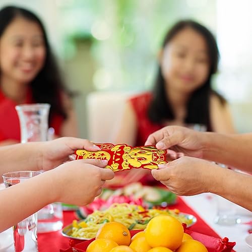 Miniatura 6 de ADXCO 24 sobres rojos de Año Nuevo chino 2023 sobres de dinero de la suerte de la suerte paquetes rojos de conejo de dibujos animados en forma de